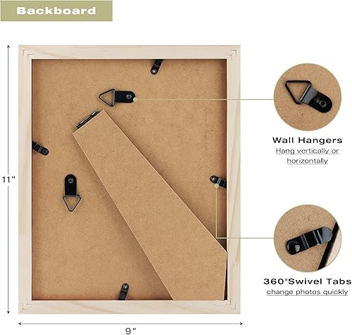 Miniatura 7 de Frametory, Portarretratos de 8 x 10 pulgadas, madera maciza, molduras negras, juego de 1  parte delantera de vidrio templado, retrato, familia,