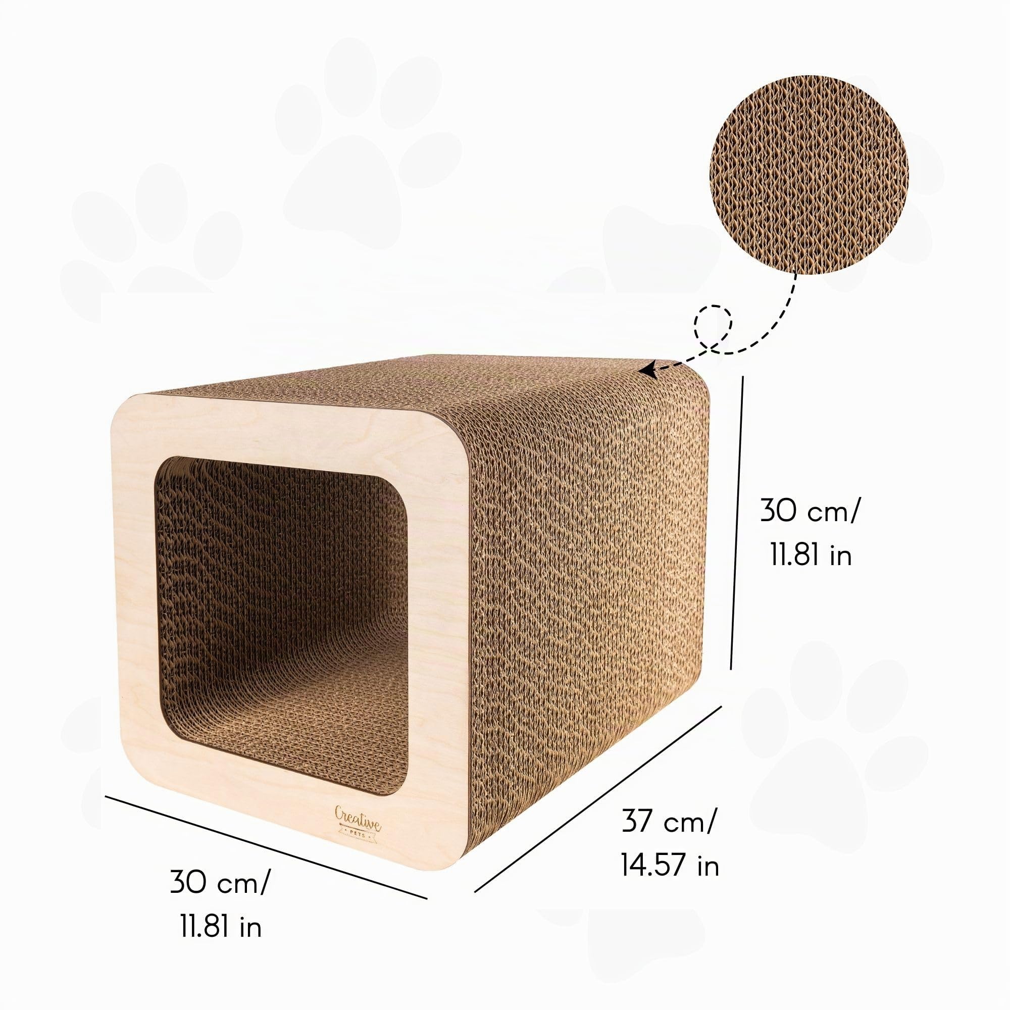 Griffoir pour Chat 37 x 30 x 30 cm + Maison en Carton | Grattoir Chat Renforcé avec du Contreplaqué | Grand Carton à Gratter pour Chats | Protège Vos Meubles