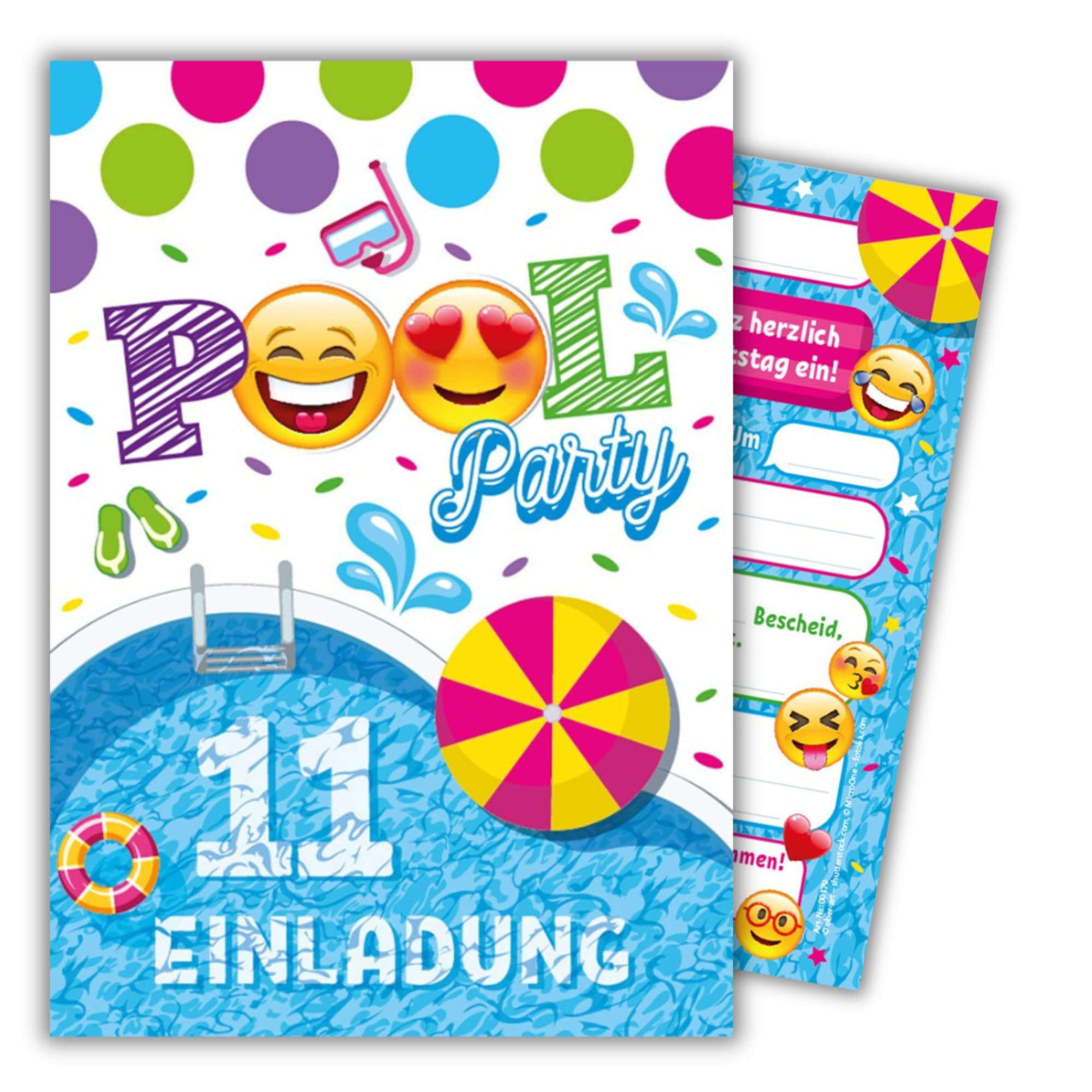 JuNa-Experten 12 Einladungskarten zum 11. Kindergeburtstag Schwimmbad Schwimmen Jungen Mädchen Einladung elfte Geburtstag
