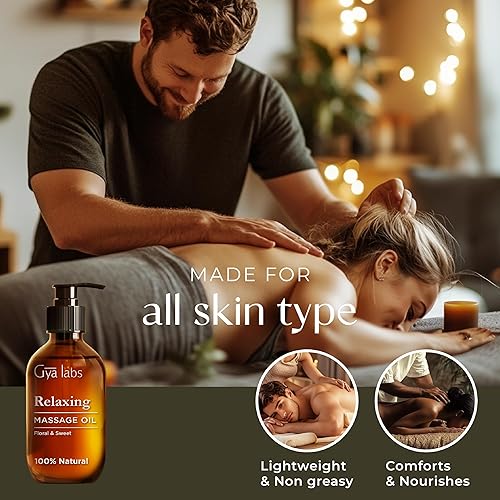 Miniatura 5 de Gya Labs Aceite de masaje relajante para músculos doloridos, 6.76 onzas líquidas, 100% puro, calidad de spa natural para relajación de piel y