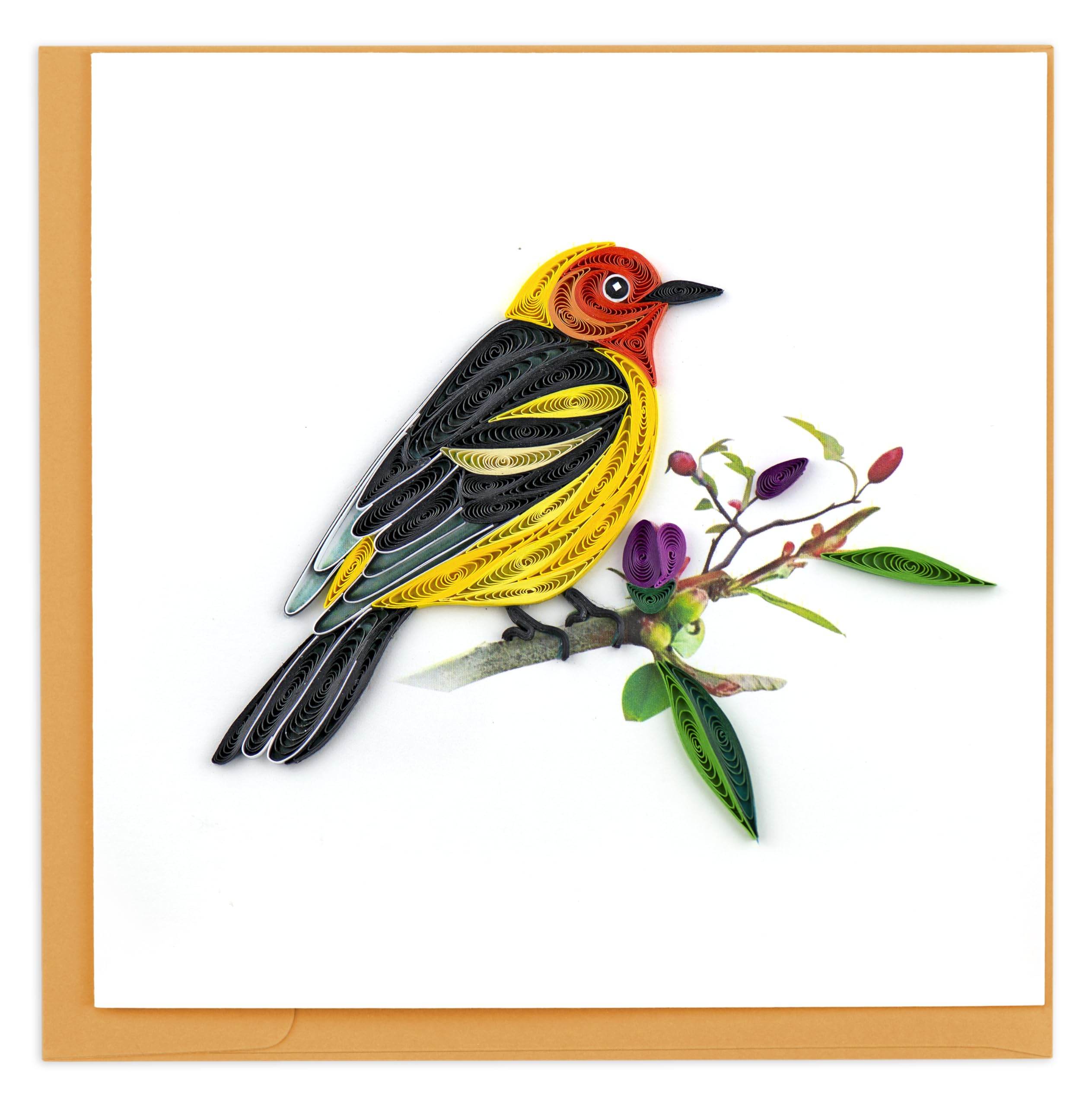 Quilling Western Tanager Bird Tweet-Tastic Fun! Hand-Finished Art Greeting Card Frameable Art
