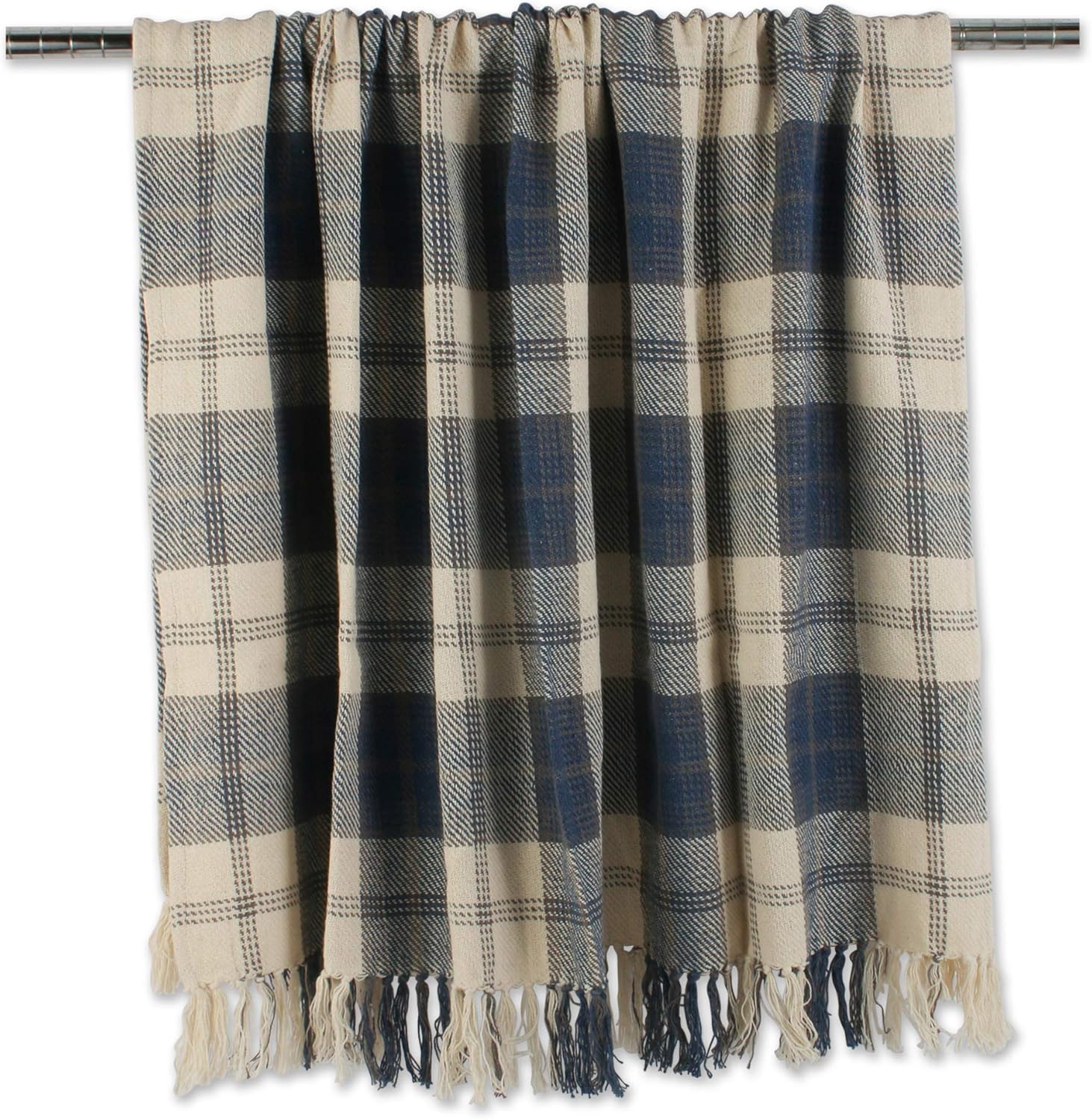 Condition photo showing New/Like New for DII Farmhouse Woven Throw, 50x60 with 3" Fringe, French Blue