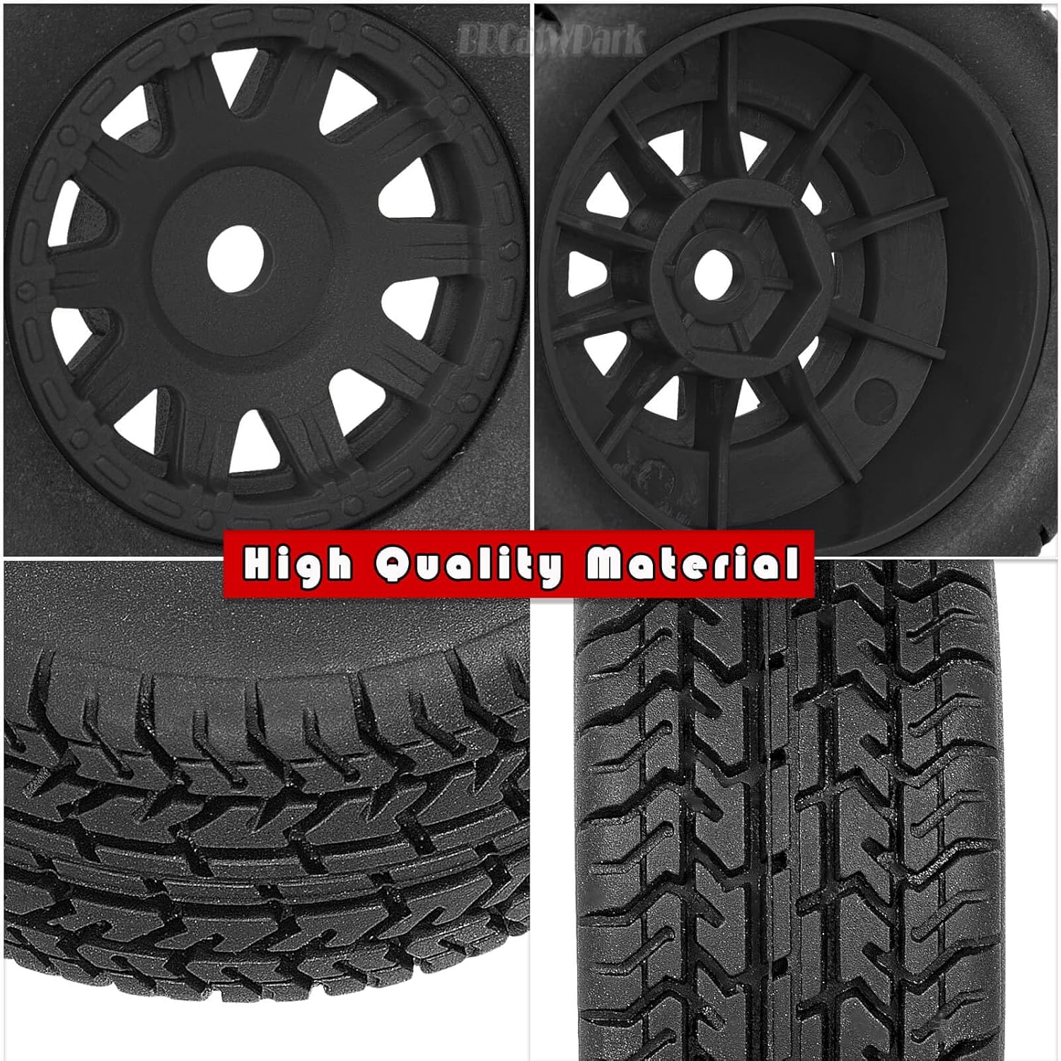 RC Wheel Tires for 1/14 Mojave Grom,RC Front/Rear Wheel Rims & Rubber Tires,4pcs RC Drift Wheels and Tires Soft Tires,Black