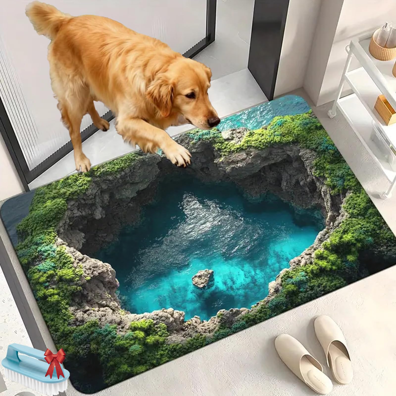 Alfombra de ilusión óptica tridimensional geométrica transpirable para pasillos y salones