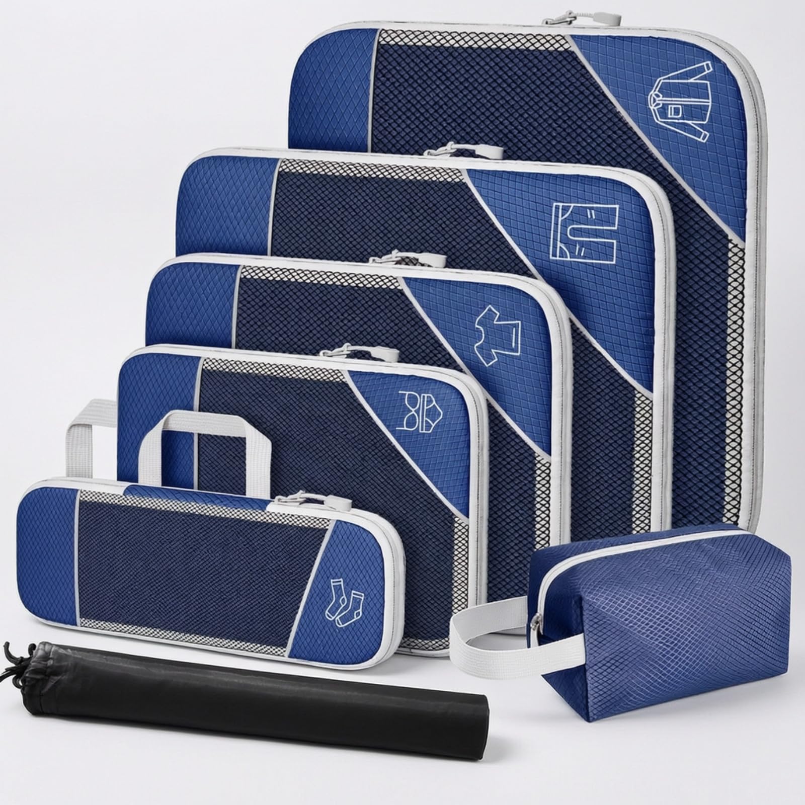 7 èces Organiteur Compreion Travel En Nylon Robuste Kit Rangement Pochtes à Fermure É c à Chauures Travel, Rose