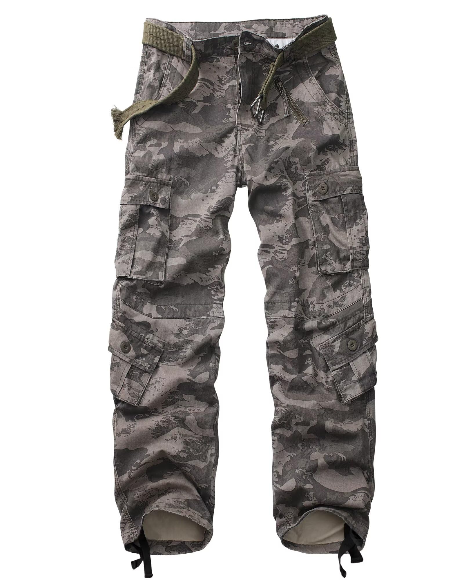 Vatinnt Men's Water Spray Camo Cargo Trousers Combat Camo Trousers 3357 32