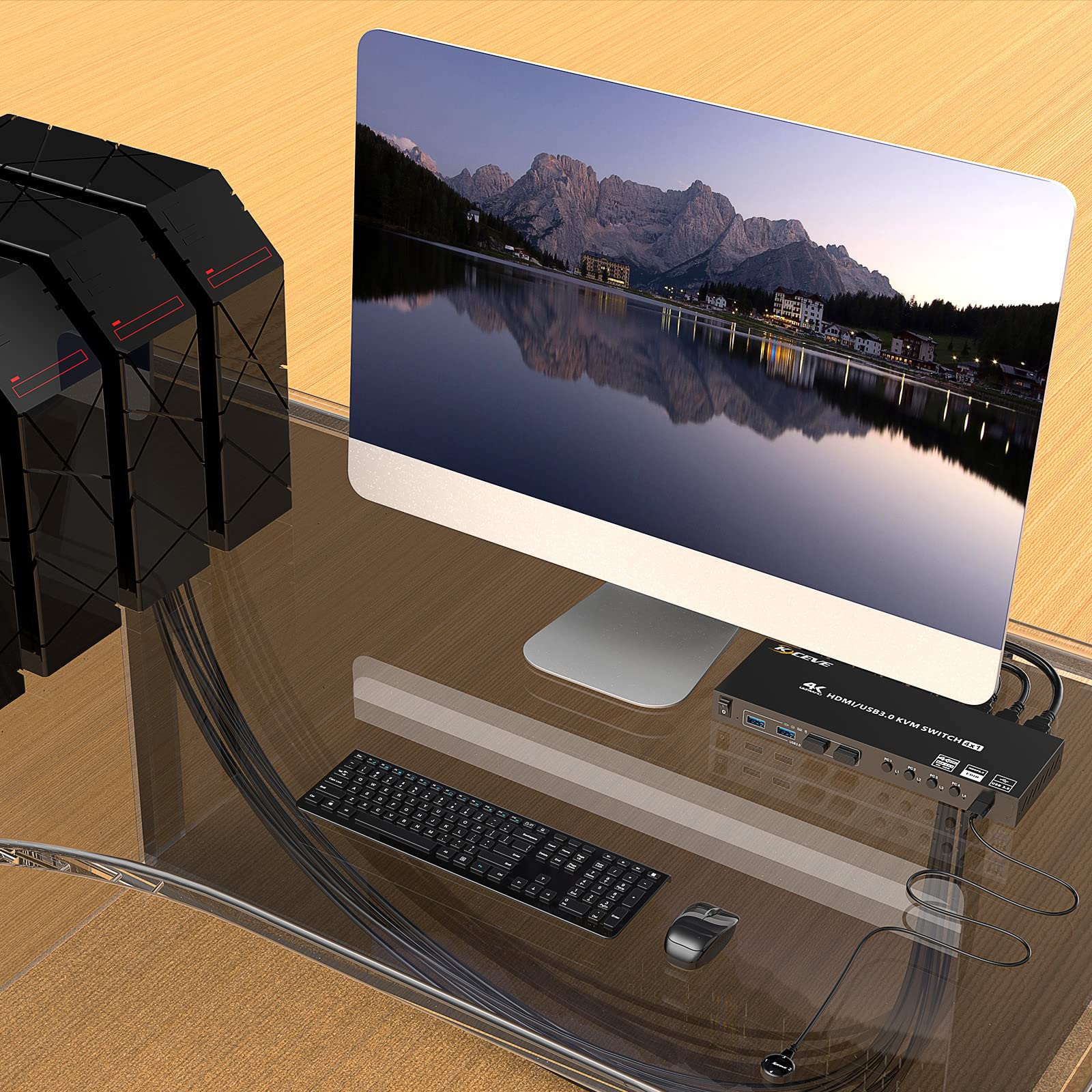 Amazon.co.jp: USB 3.0 HDMI KVMスイッチ 4ポート KVMスイッチャー