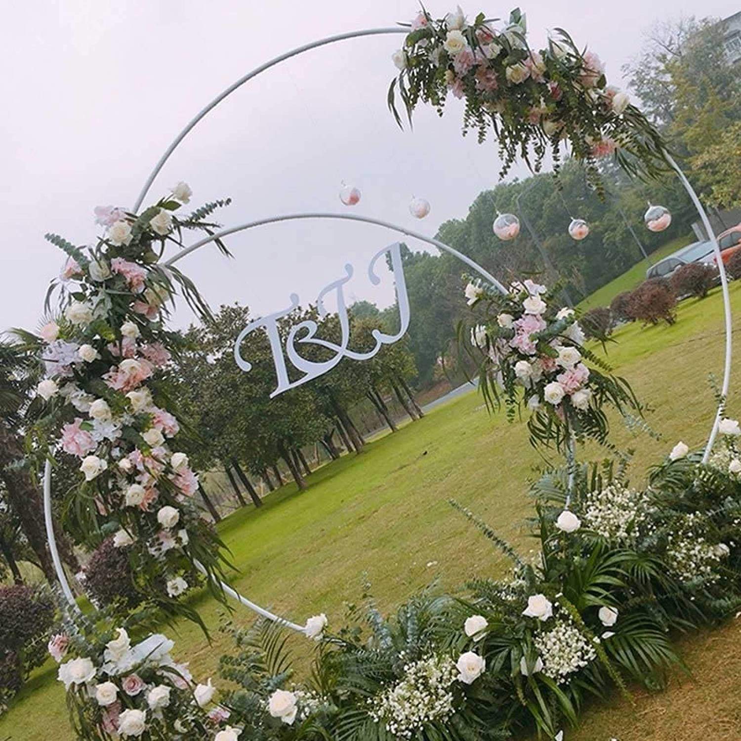 Arco Rotondo Per Matrimoni E Feste – 7 Piedi (2,1m) In Alluminio Bianco, Kit Con Base Ad Acqua - 6