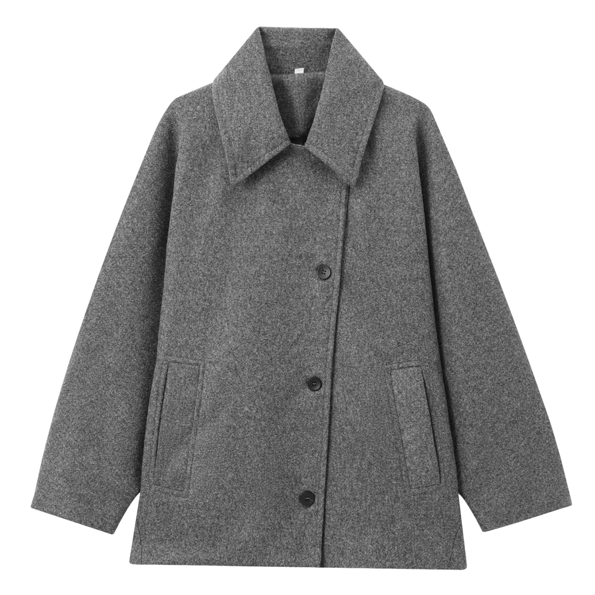 Cappotto da donna monopetto con risvolto sciolto Pulsante obliquo Solido Giacca Casual Inverno Classico Cappotto in Misto Lana Finta