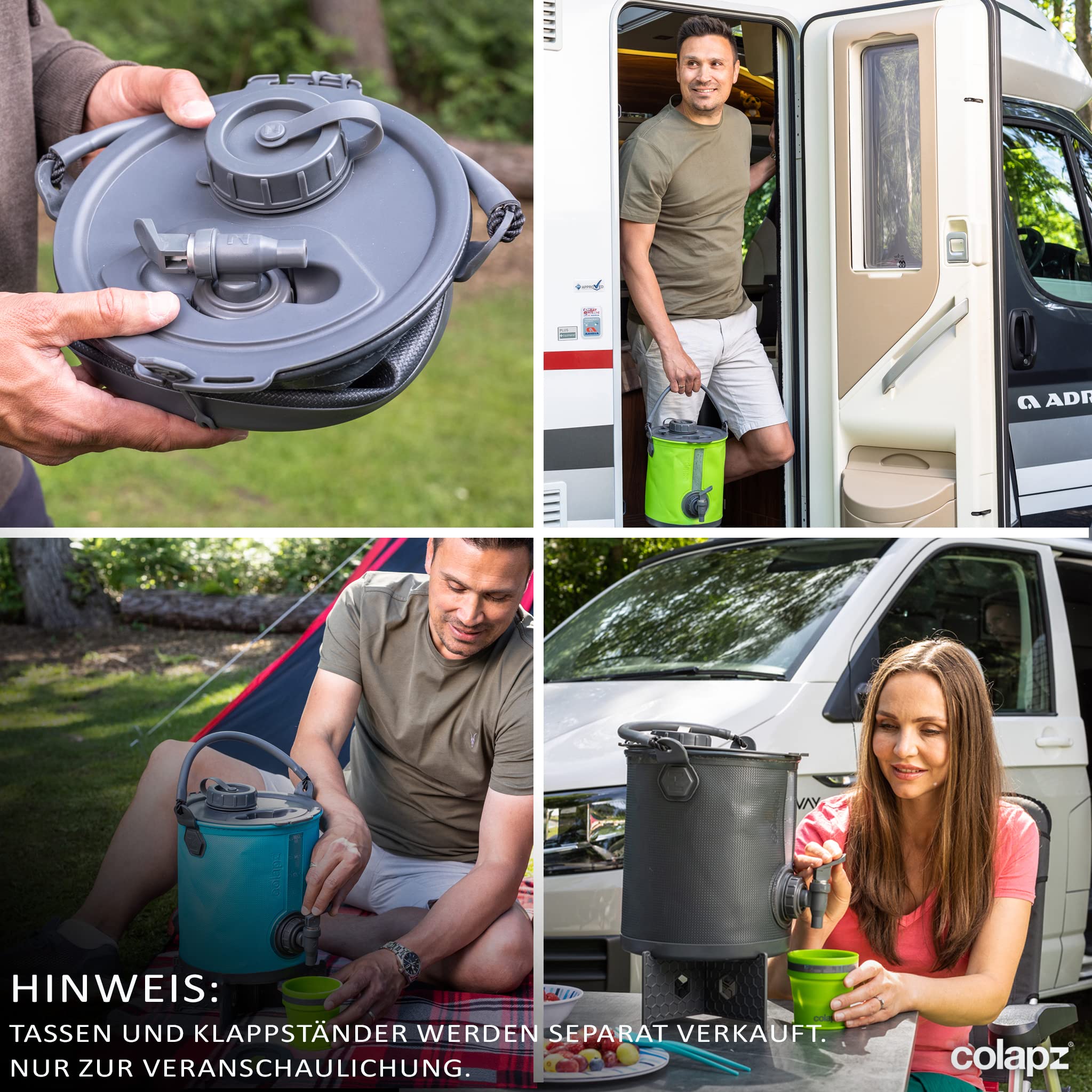 Colapz 2-in-1 Faltbarer Wasserkanister mit Hahn – BPA-freier Trinkwasserbehälter & Falteimer für Camping, Vanlife, Offgrid, Festival & Outdoor Abenteuer - Blau