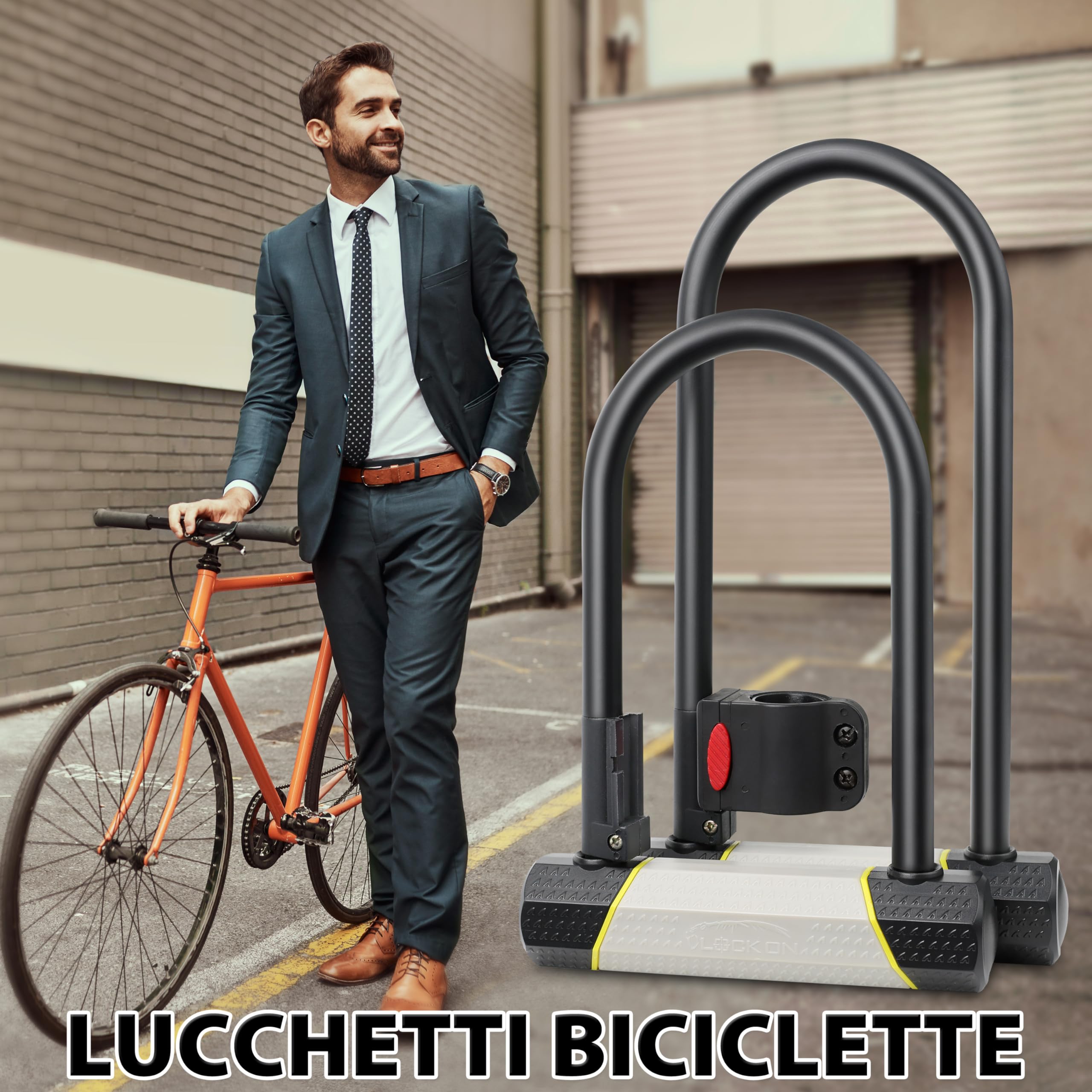 SUNYA Lucchetto per bicicletta, 14mm antifurto a U e cavo 12mm x 1,5m. Livello di sicurezza 7/10, offre un alto livello di protezione. 1 supporto di montaggio.