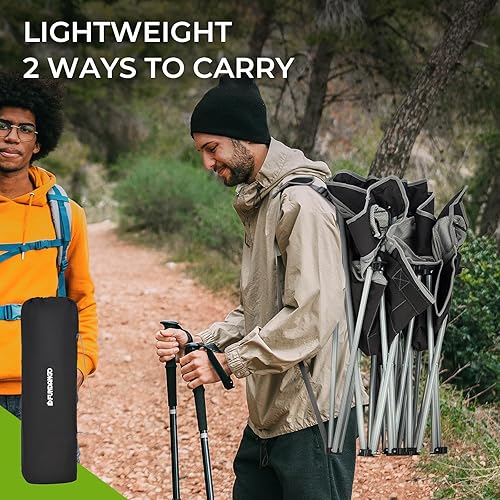 Miniatura 2 de FUNDANGO Silla de campamento doble de gran tamaño, 660 libras, resistente para 2 personas, plegable y acolchada para adultos con soporte para taza