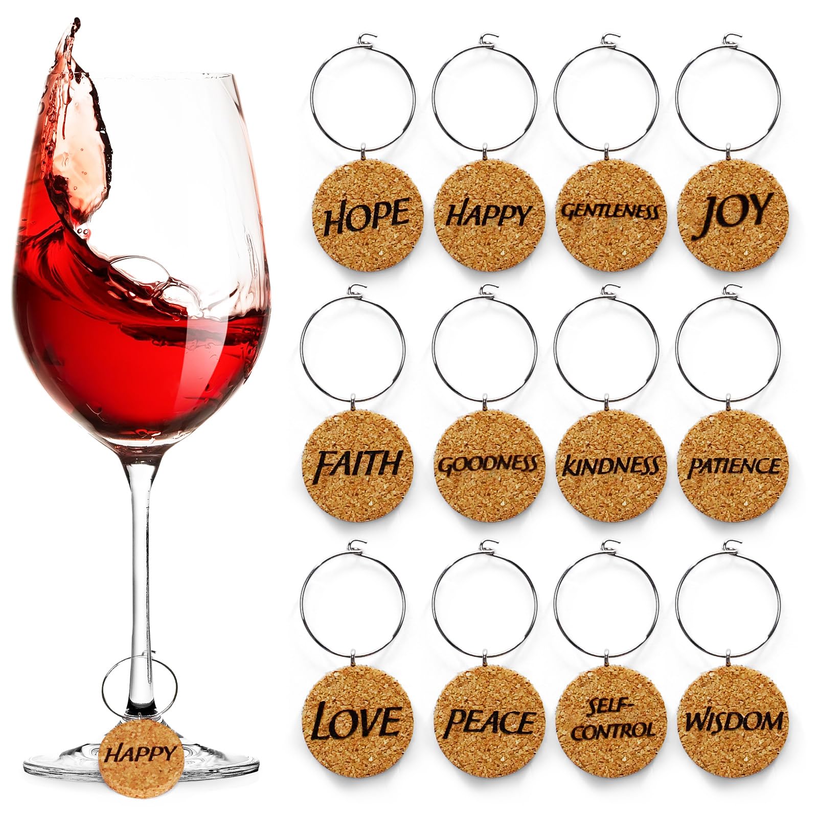 DXYSQRX 12 Pcs Wine Charms for Stem Glasses,Funny Humorous Sayings Cork Drink Marker Tags For Wine Glass Champagne Flutes Cocktails Martinis