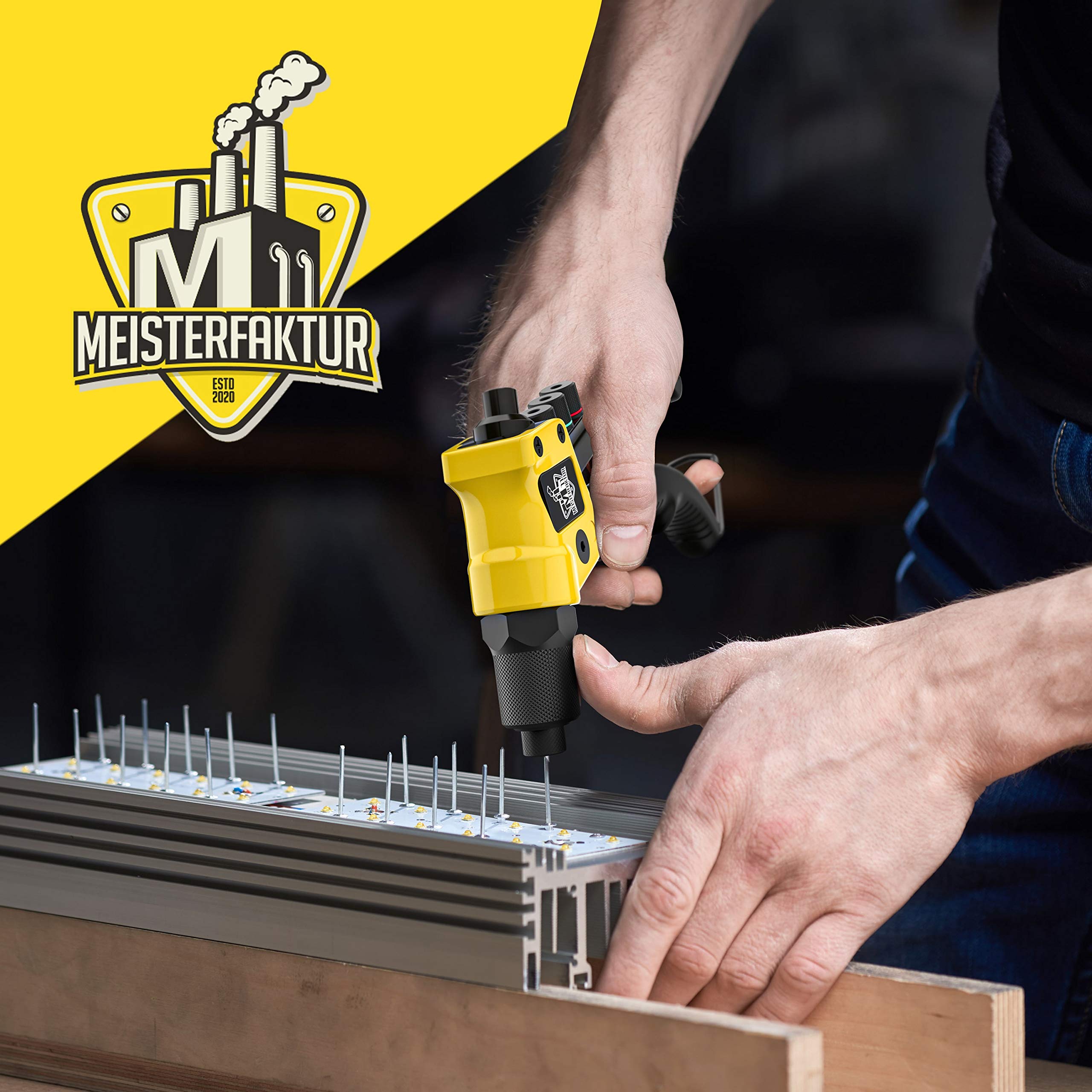 Meisterfaktur Rivettatrice per inserti filettati- Minimo sforzo - Robusta rivettatrice manuale con 100 rivetti - Moderna rivettatrice professionale con impugnatura ergonomica per veri artigiani!