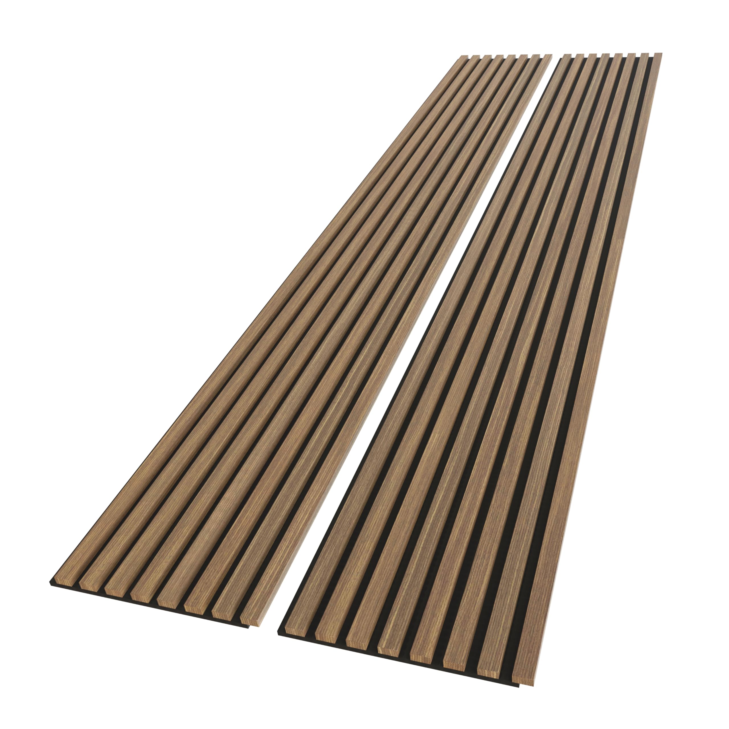 DOGBERRY 2 Pack Acoustic Wood Wall Panels, Decorative Soundproof Panels for Walls and Ceiling,n, 3D Slat Wood Wall Panels (94.49” x 25.4” Total Coverage, Smokey Oak)