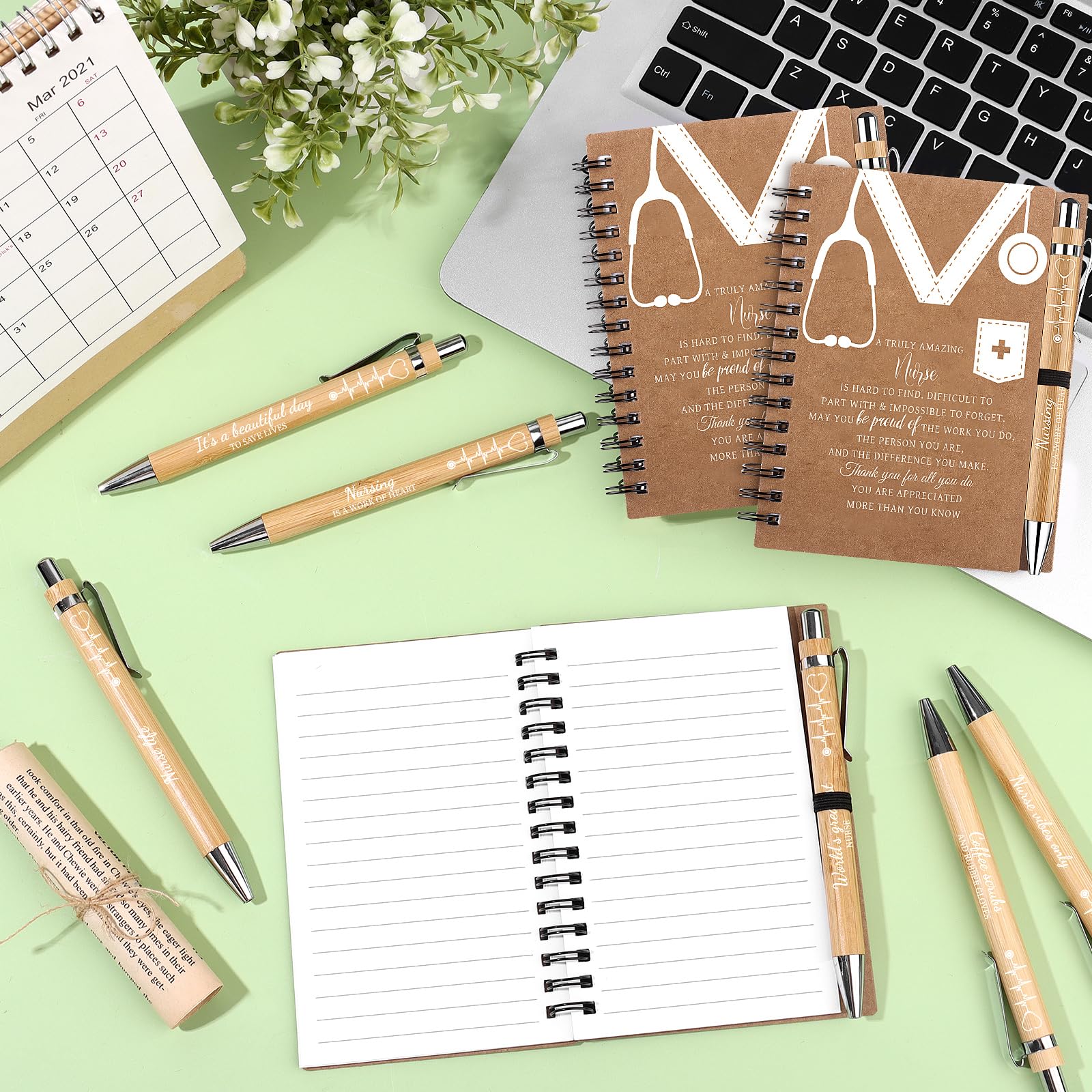 10 Sets Nurse Appreciation Gifts Bulk Thank You Gift Inspirational Spiral Notebook Motivational Ballpoint Pens Nurses Week Gifts for Doctor Medical Nursing Students Teacher Coworker Colleagues - Image 4