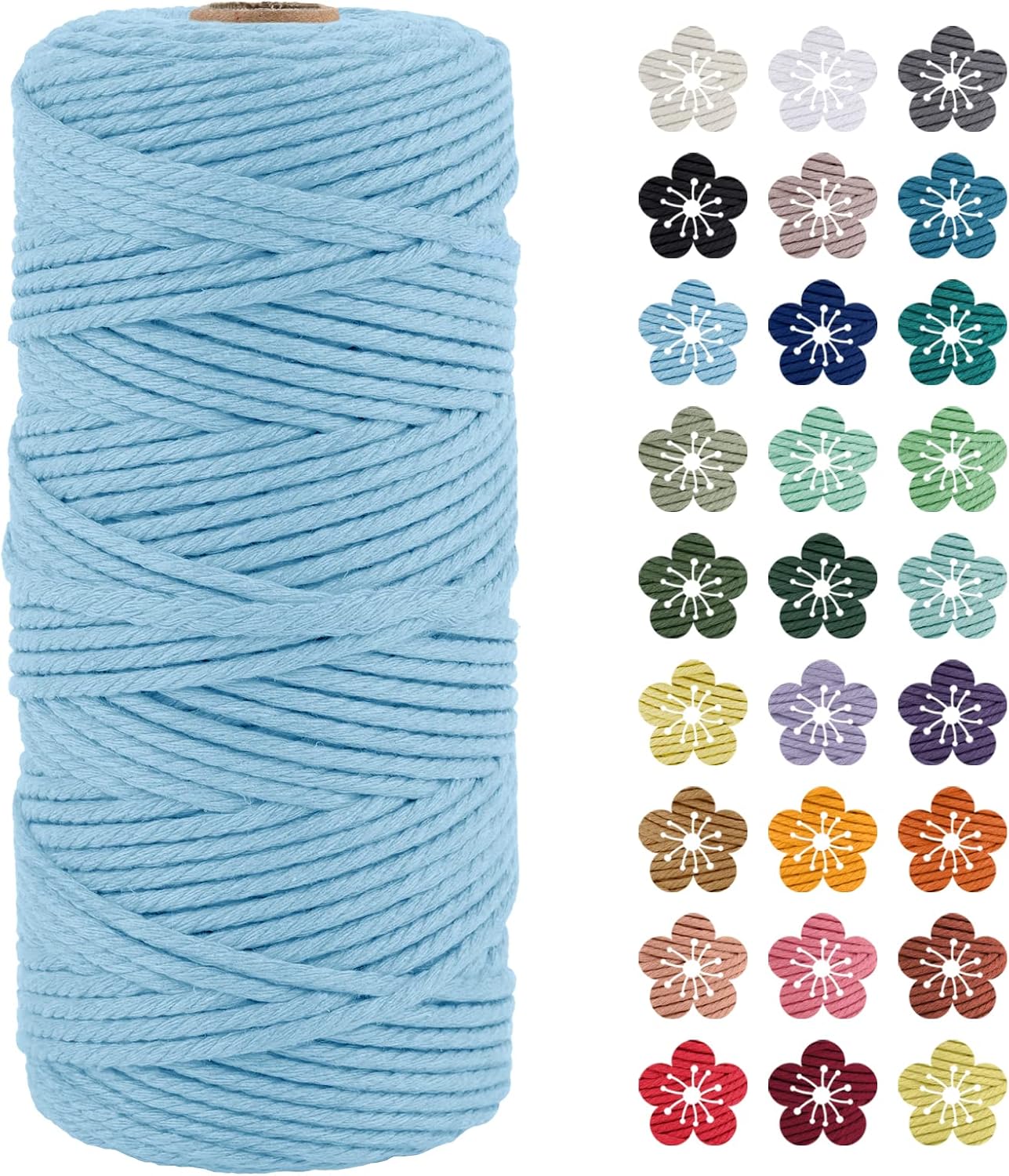 LEREATI Macrame Cord 3mm x 100m, Thick Macrame Rope Natural Cotton Rope Craft String