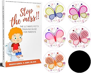 Potty Training Seat Magic Sticker Butterfly toddler Potty Training Toilet Color Changing Sticker 5 Pack Toilet targets with FREE potty e book | Use with/Without Potty chart or potty training watches