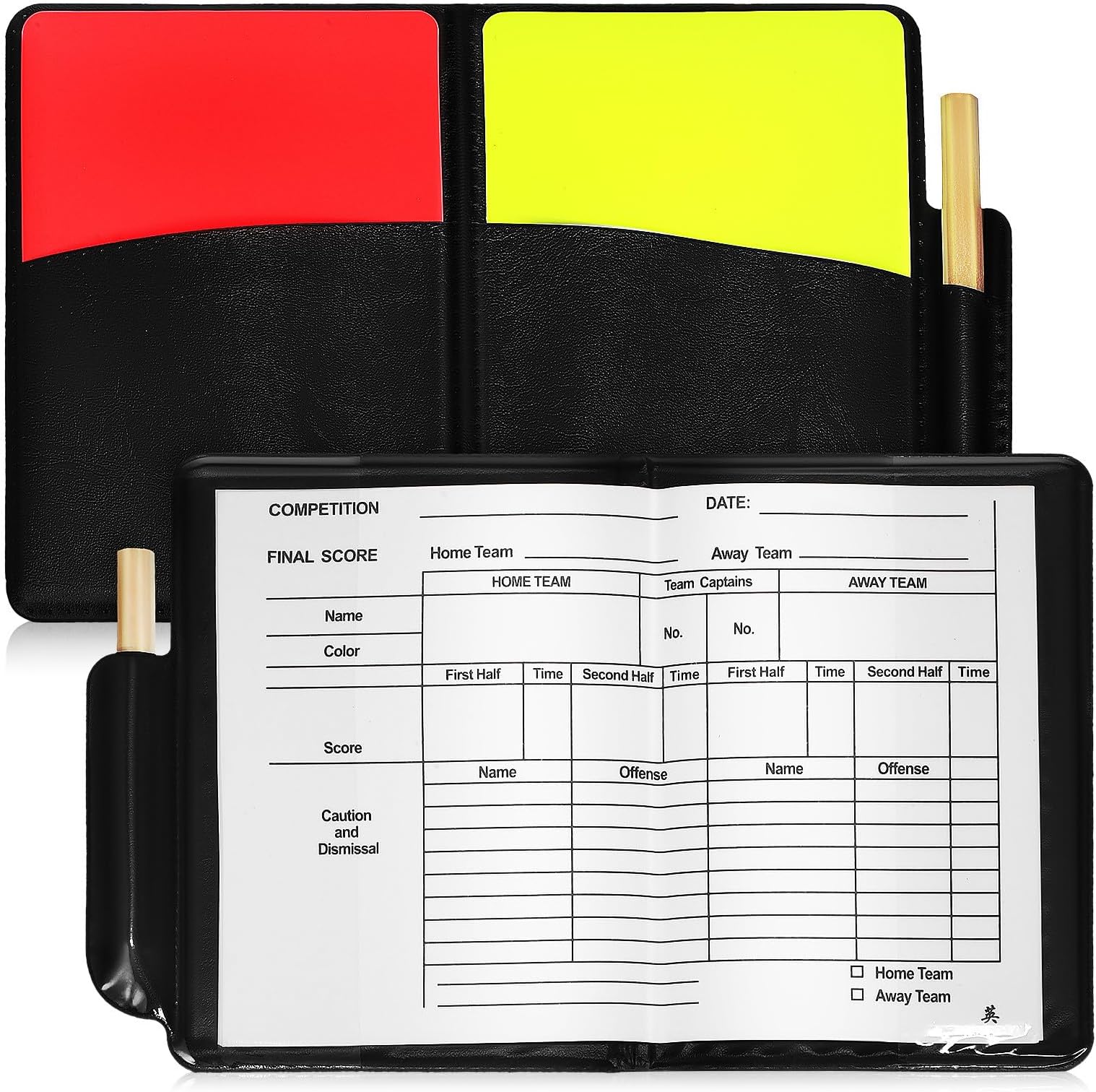 2-set Soccer Referee Kit with Red and Yellow Cards, Score Sheet, and Pencil – Professional Football Referee Accessory for Sports Officials and Match Management