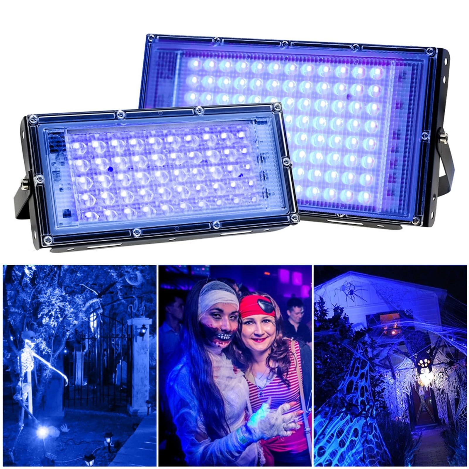 Faro LED da Esterno 50W/100W UV 395nm Lampada di polimerizzazione Fluorescente Luce per Feste Palcoscenico Teatro LED per Illuminazione, per Esterni, Magazzini, Strade (Potenza-100
