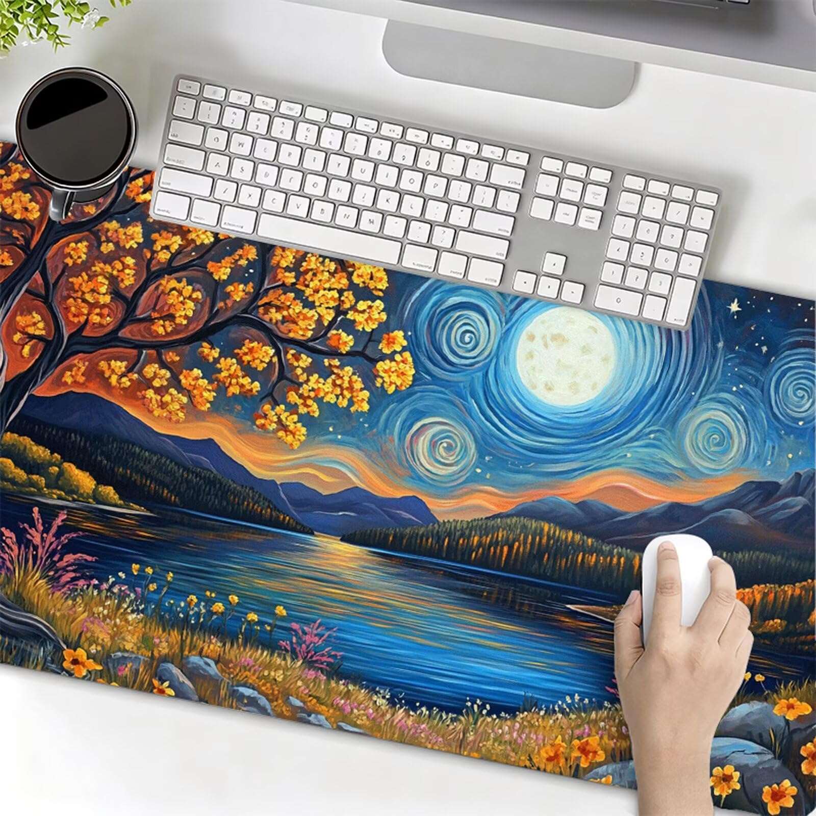 Podkładka pod mysz XXL 1200 x 400 x 3 mm podkładka pod mysz jesienna podkładka pod mysz drzewo poprawia precyzję i szybkość, antypoślizgowe wodoodporne, szyte krawędzie, akcesoria do gier, komputer