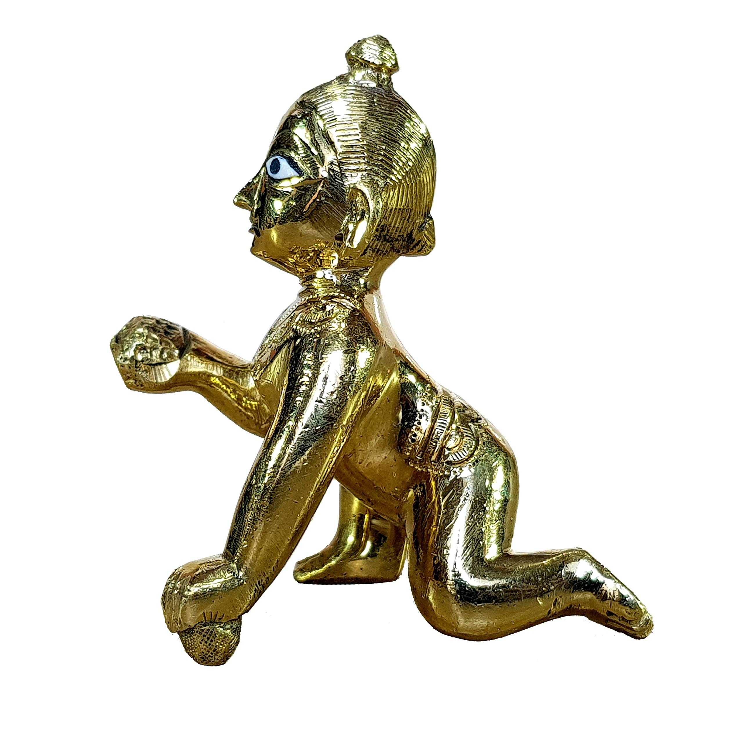 ESPLANADE7.5 cms Brass Gopal Laddoo/Baby Krishna - Brass Laddu Gopal Kishan Baby Krishna Thakurji Murti Idol Statue Sculpture (3")