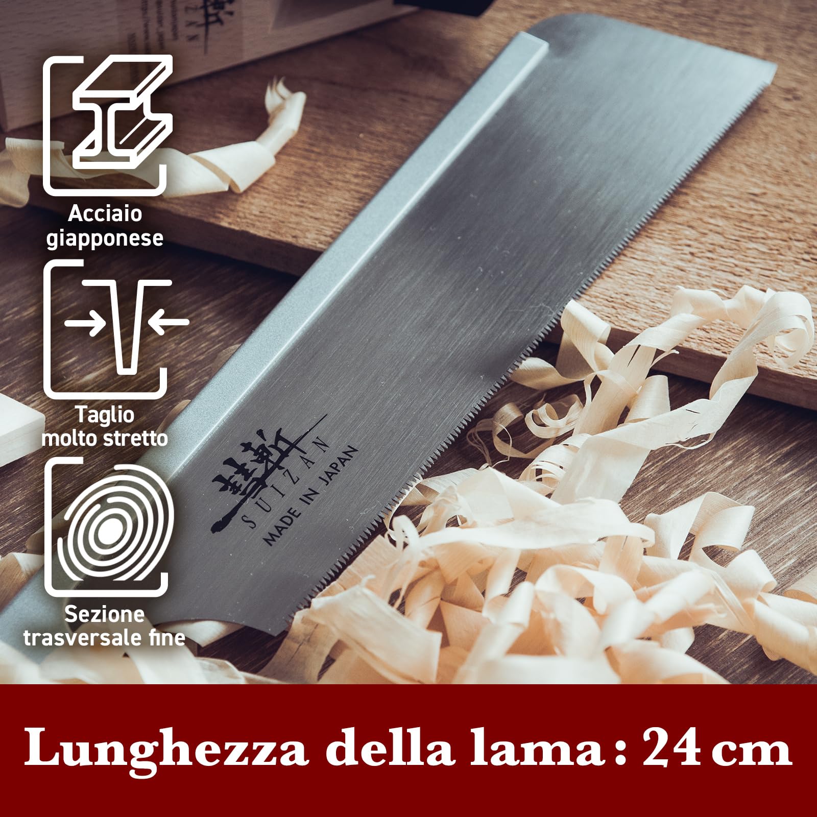 SUIZAN Dozuki Sega giapponese a taglio fine 240mm - Utensili professionali per la lavorazione del legno