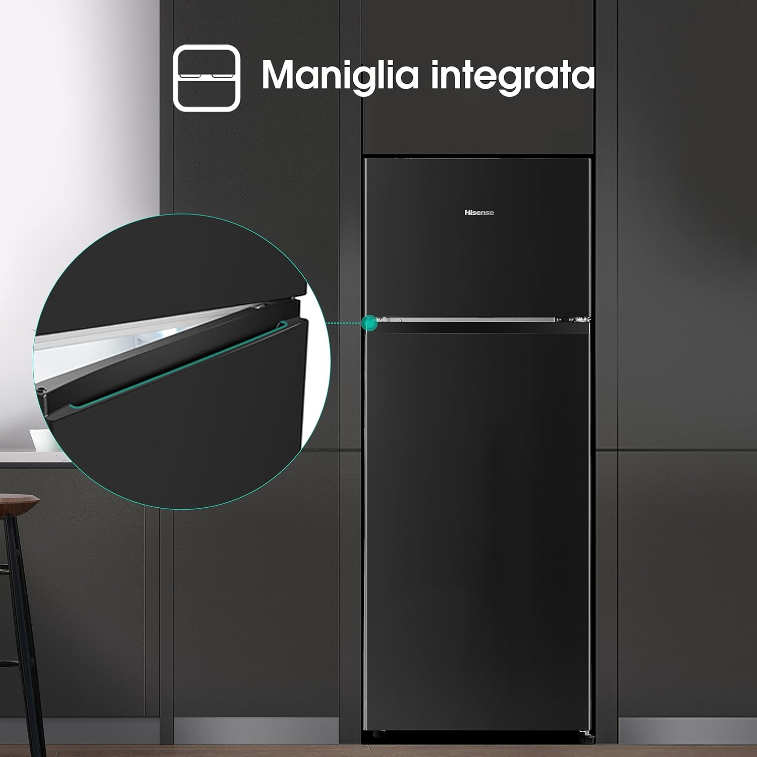 Hisense MTM55206BF Frigorifero Doppia Porta a Libera Installazione Modello 2022, 206 L, Nero, 143.4 x‎ 54.2 x 55 cm [Classe di efficienza energetica F]