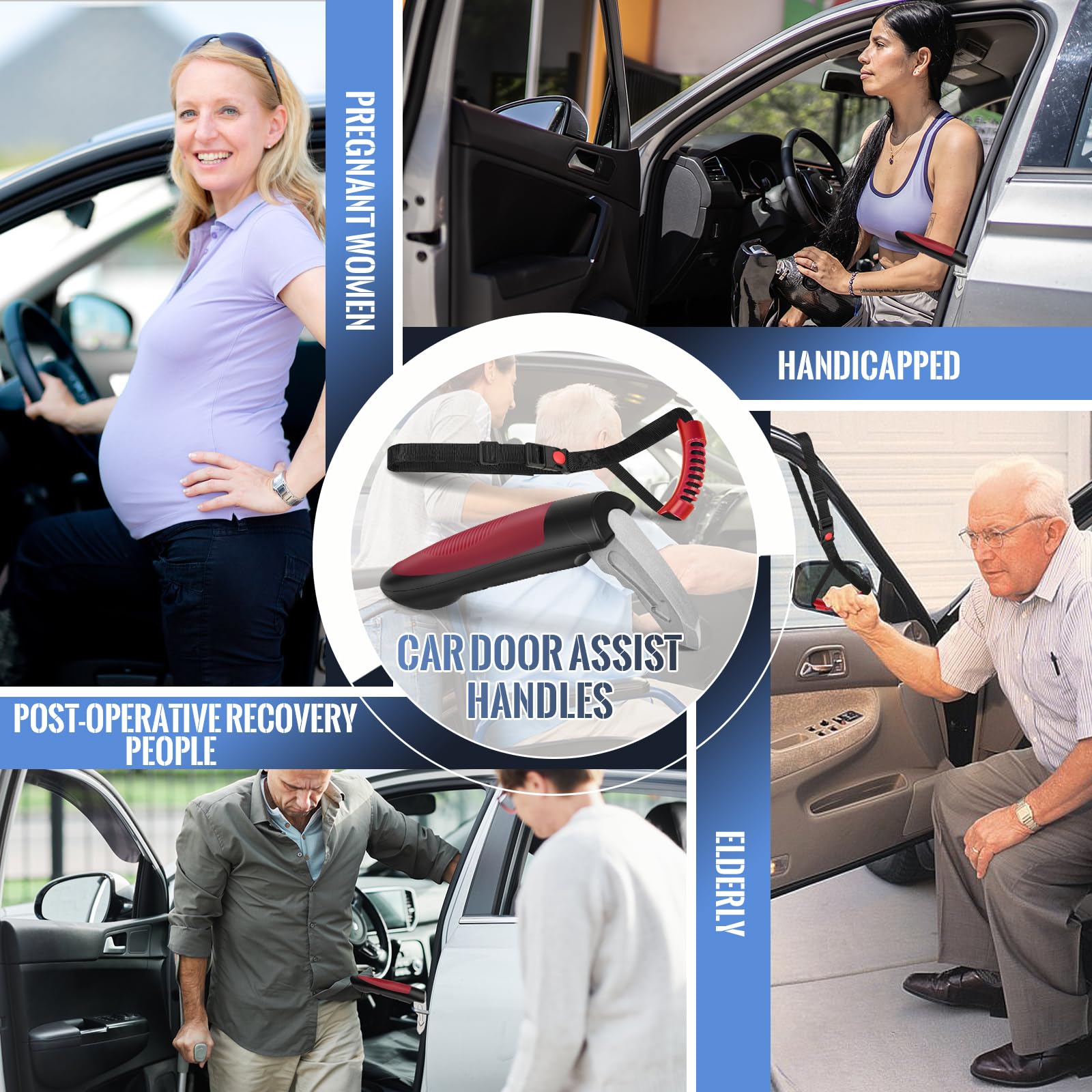 Poignée D'aide Pour Voiture - Aide à L'entrée/sortie + Coupe-ceinture + Brise-vitre - Pour Seniors Et Handicapés