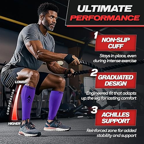 Miniatura 4 de Rymora - Pernera de compresión unisex, soporte ppantorrillaalivio del dolortratamiento pvenas varicosas, calcetines ortopédicos sin pies