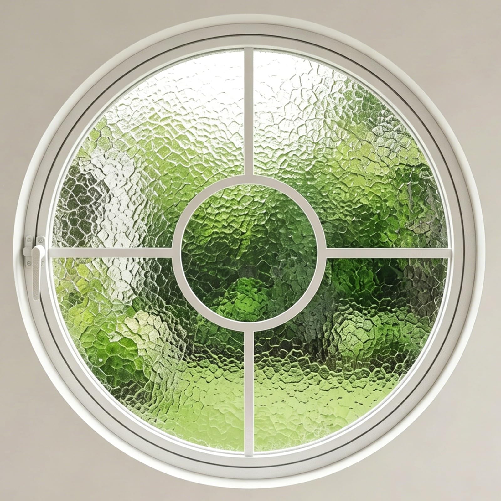 Finestra rotonda girevole a 360° in alluminio con vetro di sicurezza, oblò rotondo con maniglia di bloccaggio, finestra di ricambio per bagno e negozio (bianco/satinato, 80 cm)