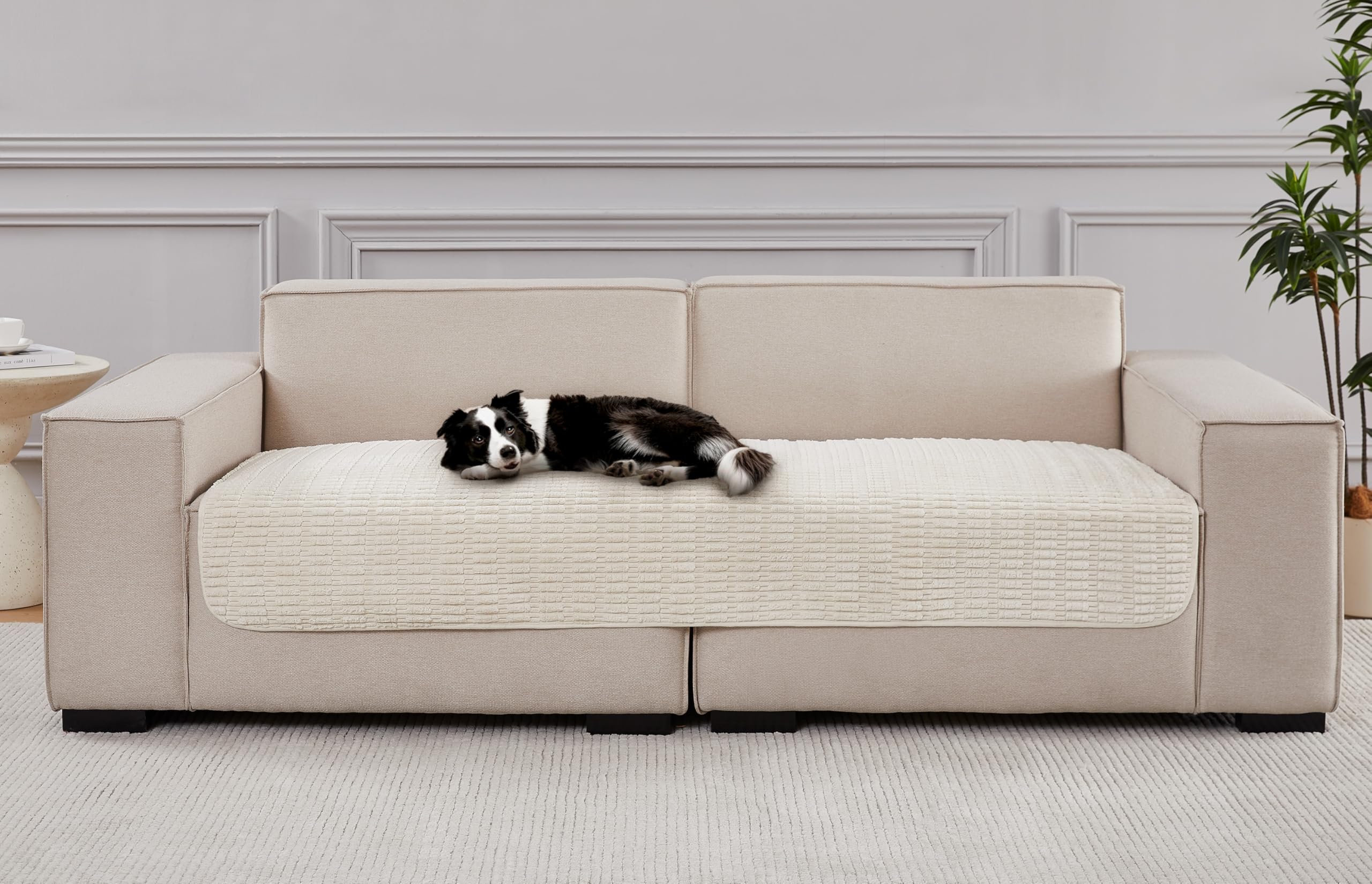 Meider Dog Bed Cover Couch Cover for Pets, 33x82 inch Anti-Slip Washable Couch Pads for 3 Cushions Sofa Furniture Protector (Cream White)