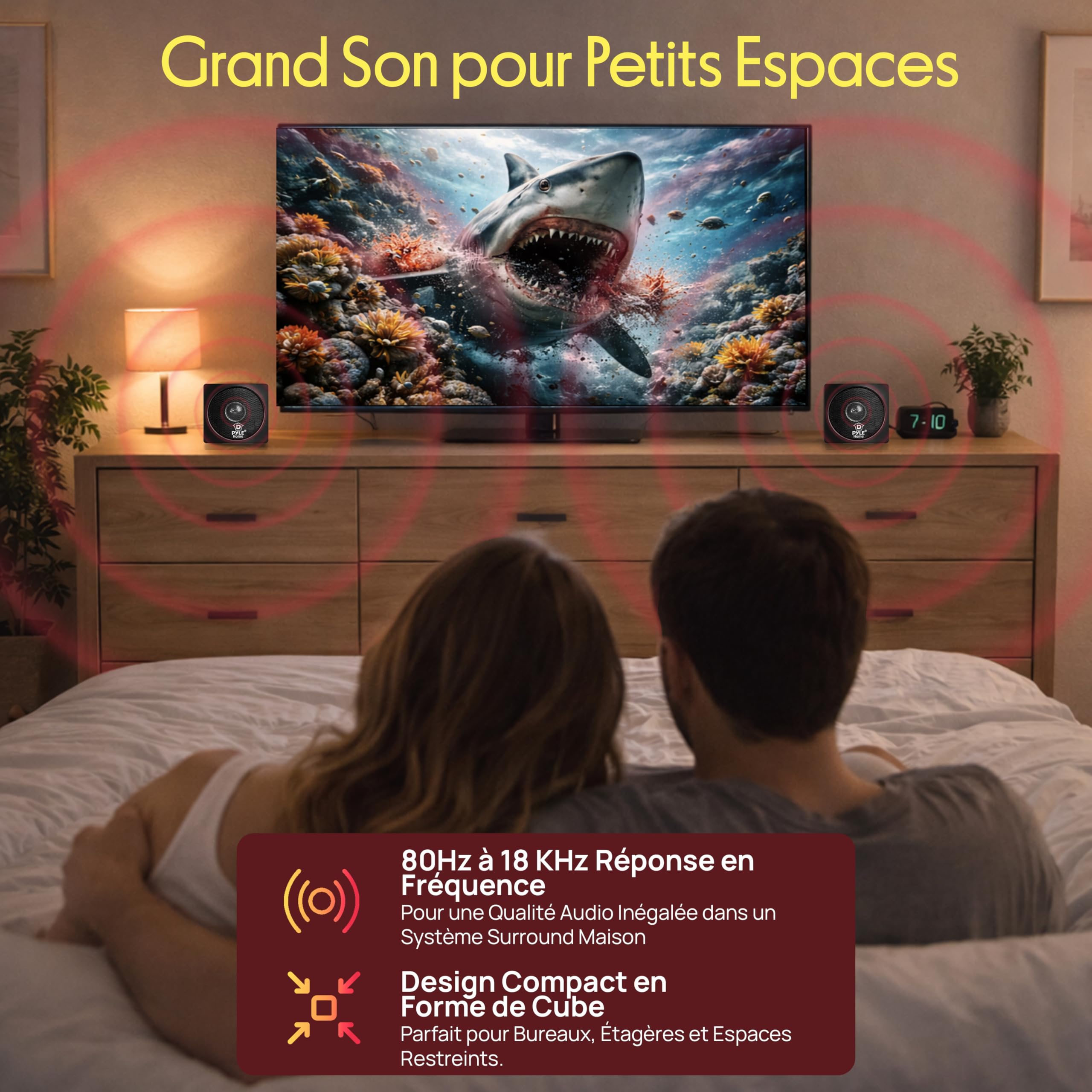 Pyle Home Enceintes de Bibliothèque Mini Cubes 10,2 cm – 100 W Haut-parleurs de Bibliothèque Compacts avec Haut-Parleur à Cône en Papier de 10,2 cm, 8 Ohms- Chaine Hifi