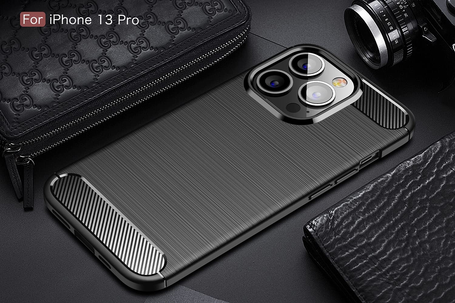 ELEHOLD For IPhone 13 Pro Max Case Carbon Fiber Texture Slim Fit Lightweight Hard PC Back Shockproof Anti-Scratch Protective Cover For IPhone 13 Pro Max,navyblue - View #4