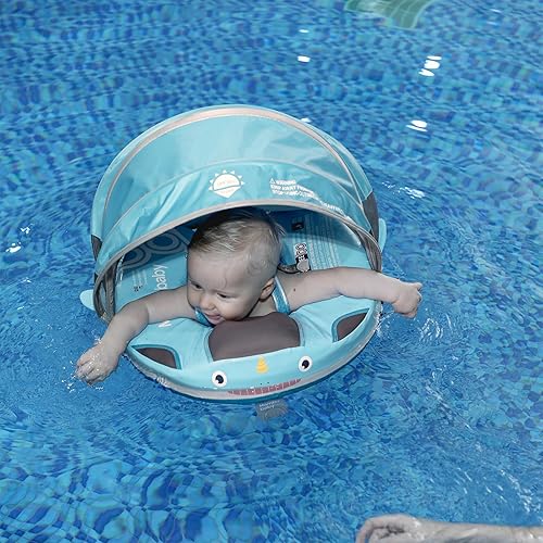 Miniatura 2 de Flotador para bebé con dosel no inflable Mambobaby Flotador para piscina, protección solar, flotador de natación para bebé, añade cola, evita
