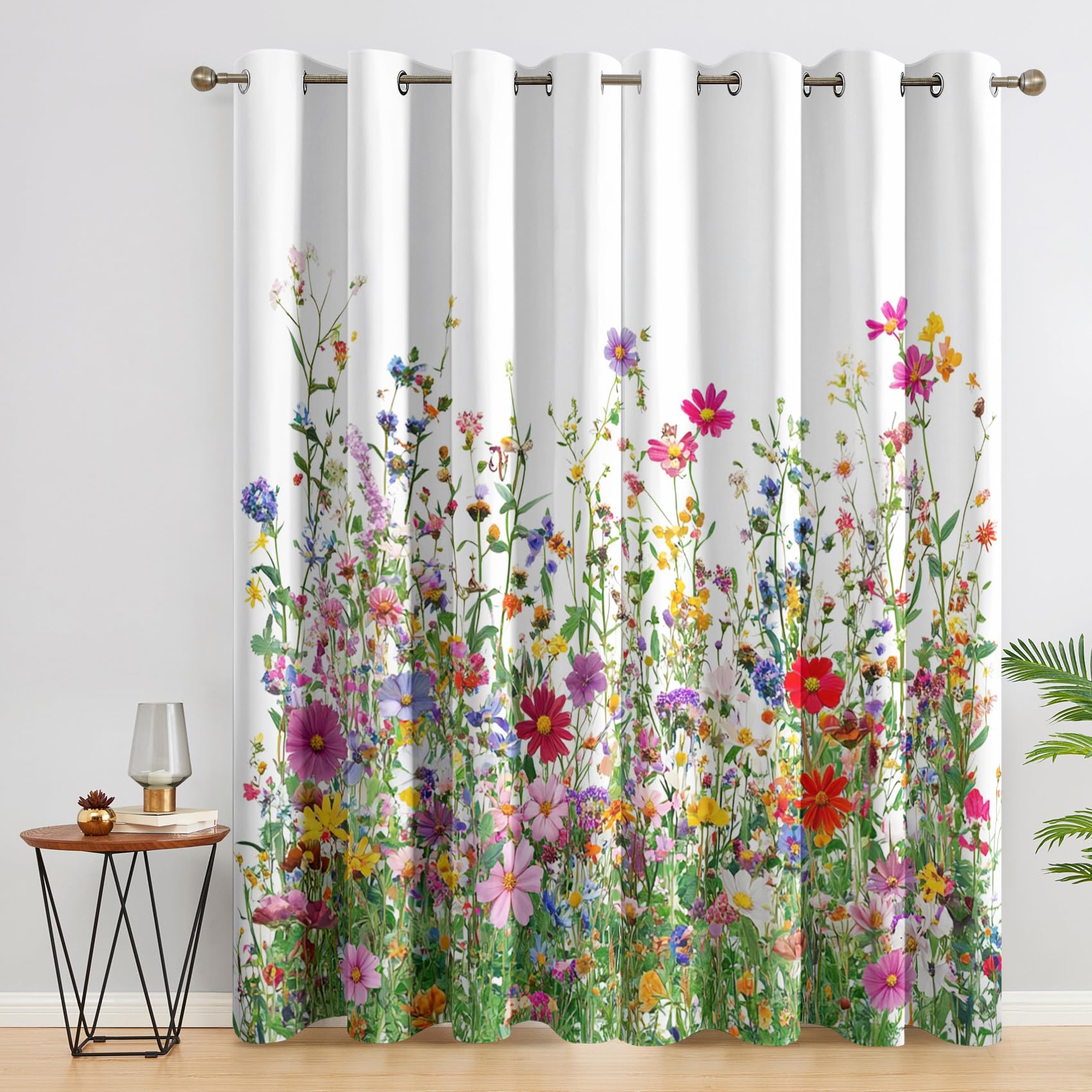 Wildflower Curtains Blackout for Home Decor, Thermal Curtains Country Floral Pattern, Living Room & Bedroom Eyelet Drapes 54 Inch Drop, 46x54, 2 Panels D&42 — image 1