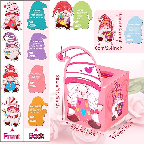 Miniatura 3 de Tarjetas de San Valentín para niños y buzón para intercambio de aula tarjeta de notas de gnomo para el día de San Valentín y caja de San Valentín