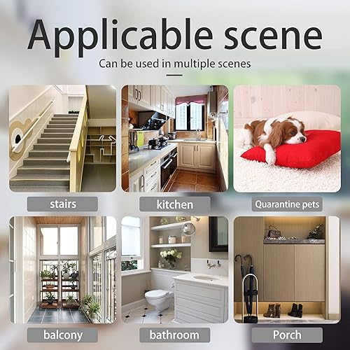 Miniatura 7 de Puerta estrecha para bebés de 24 pulgadas, pequeñas puertas de seguridad negras para interiores, cierre automático, puerta estrecha de metal