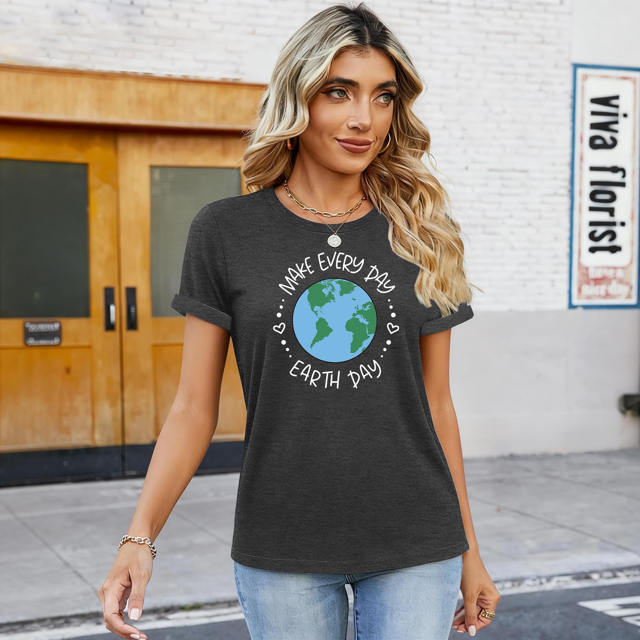 Womens Make Every Day Earth Day T Shirt Earth Day Graphic Tee Save The Planet Environmental Shirt - 3