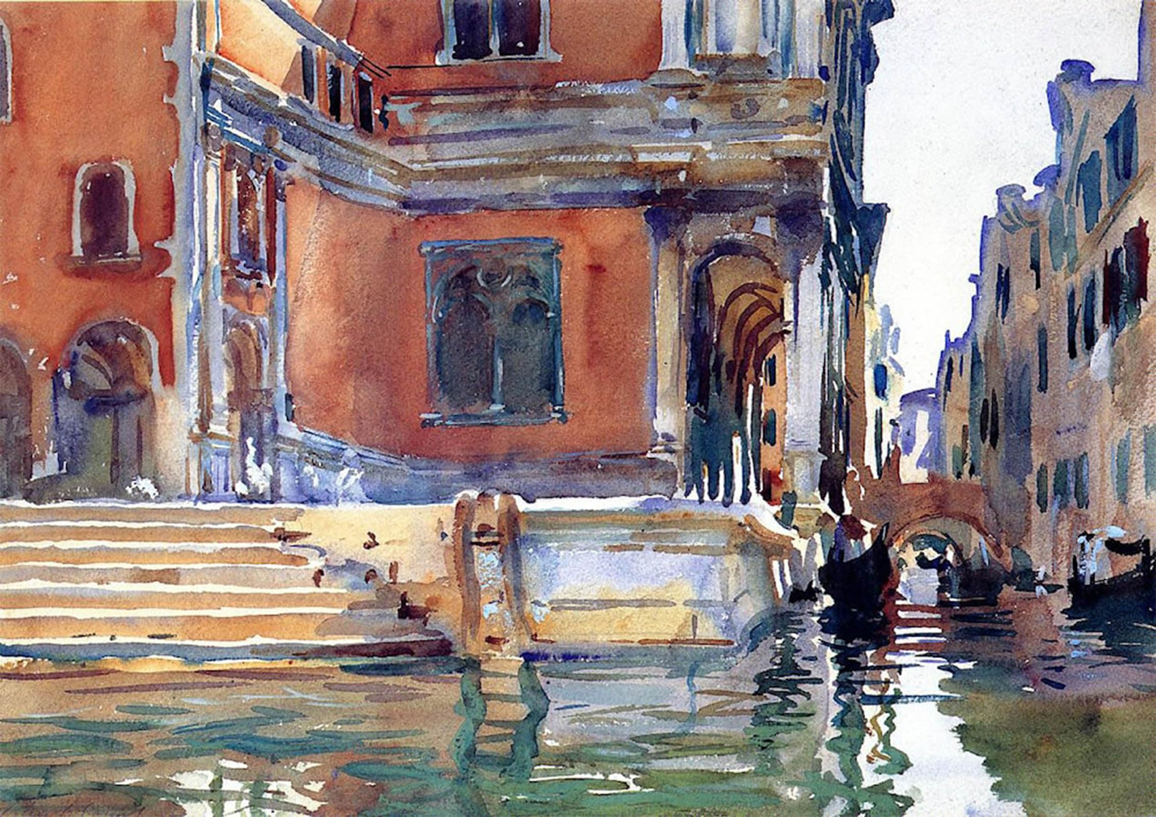 ARTXLXXBN Famous Prints Artwork Pictures Poster Painting Art Scuola Di San Rocco by John Singer Sargent Artwork Landscape Pictures for Home Decor 60x90cm