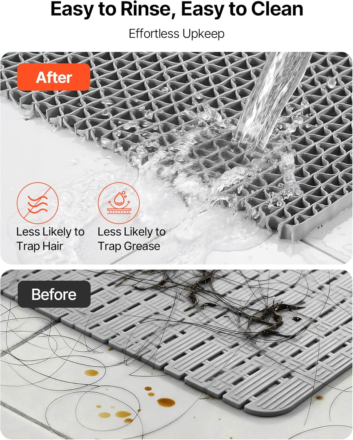 VEVOR Drainage Mat, 3 x 16.4 ft, PVC Non Slip Commercial Floor Mat, Wet Area Water Drain Splash Matting Hollow Doormat Roll, for Outdoor Indoor Restaurant Swimming Pool Patio Bathroom Washroom, Gray