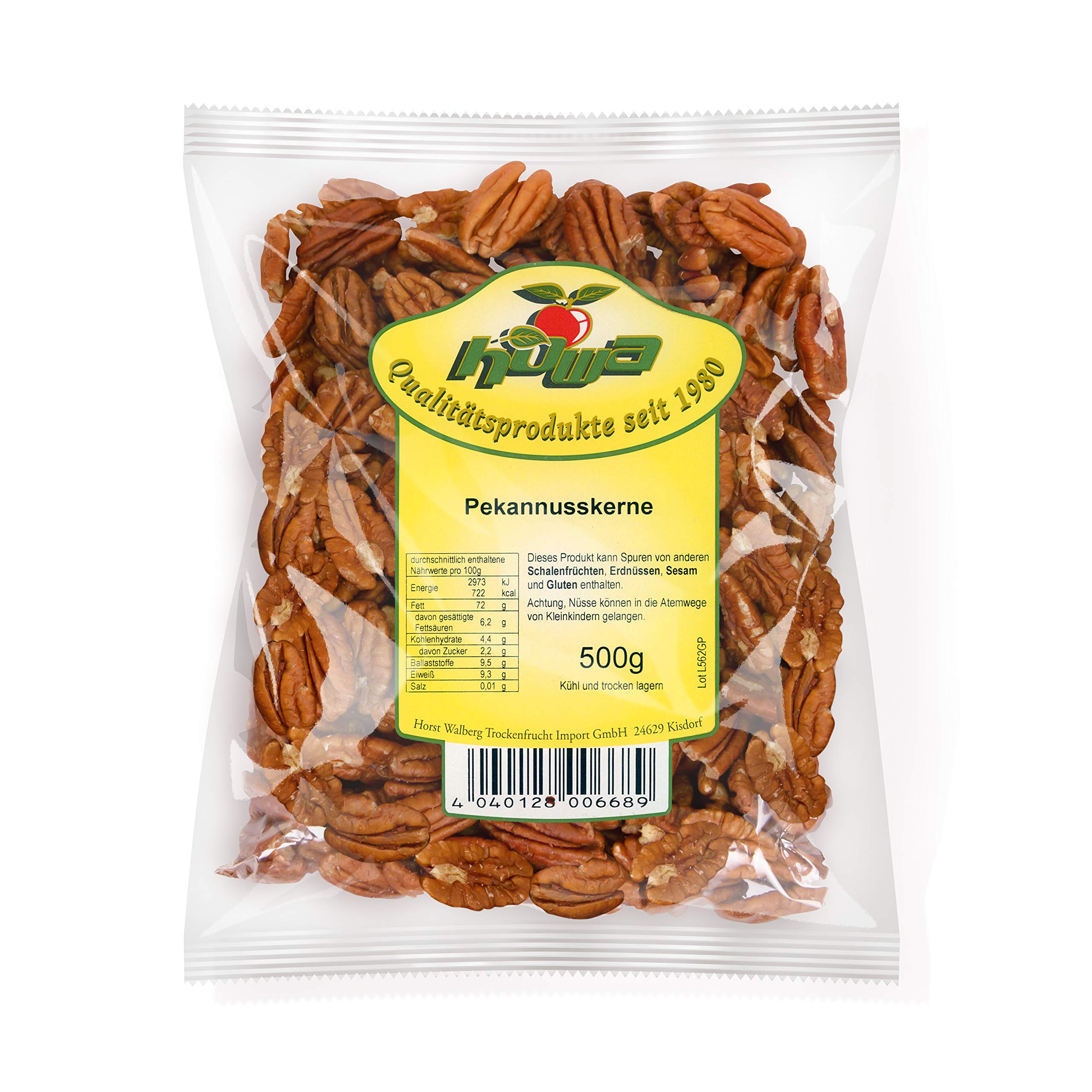 Howa Premium Pekannusskerne – Pekannüsse ungesalzen und naturbelassen – Ideal zum Kochen, Backen oder als gesunder Snack – süße Schwester der Walnuss – 500 g