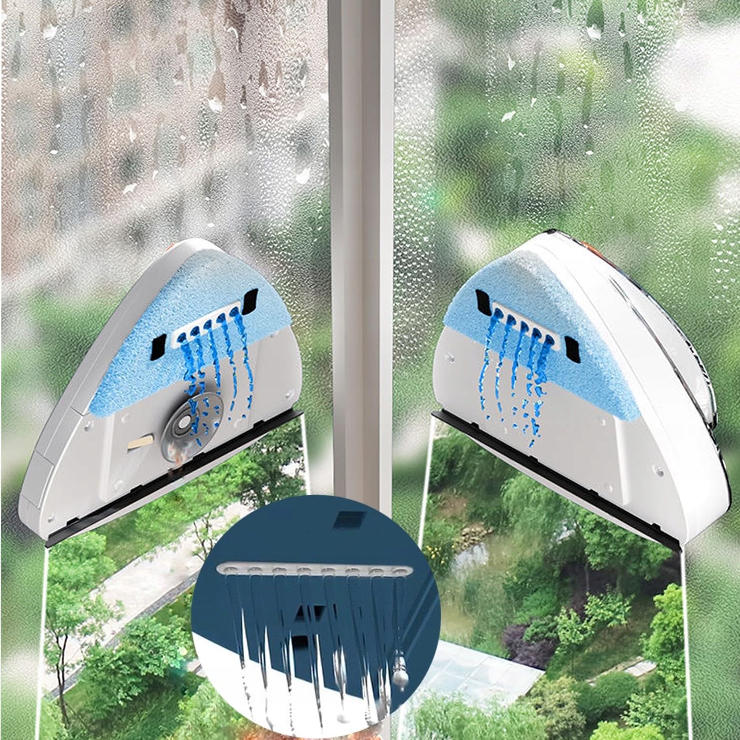 Hooha Magnetischer Fensterreiniger Doppelseiten Automatischer Wasserabfluss Dreieckiger Fensterabzieher Für Glasfensterstärken Von 3–8 mmFensterglas, Überkopfverglasung,Verwendung Von Schiebetüren