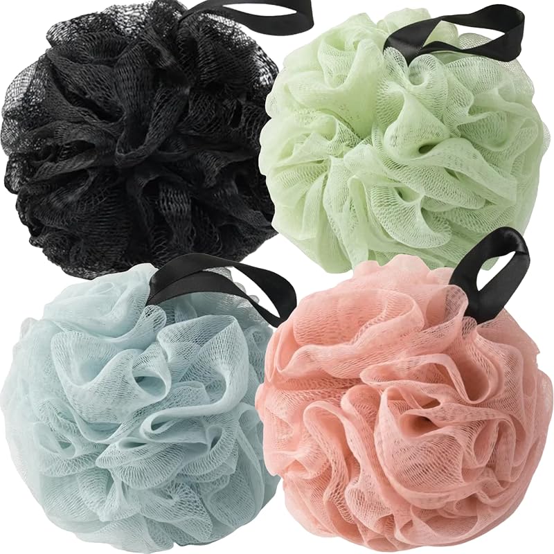 Buchas de banho VVmotes em viscose, pacote com 4 — preto, azul-celeste, rosa e verde-claro