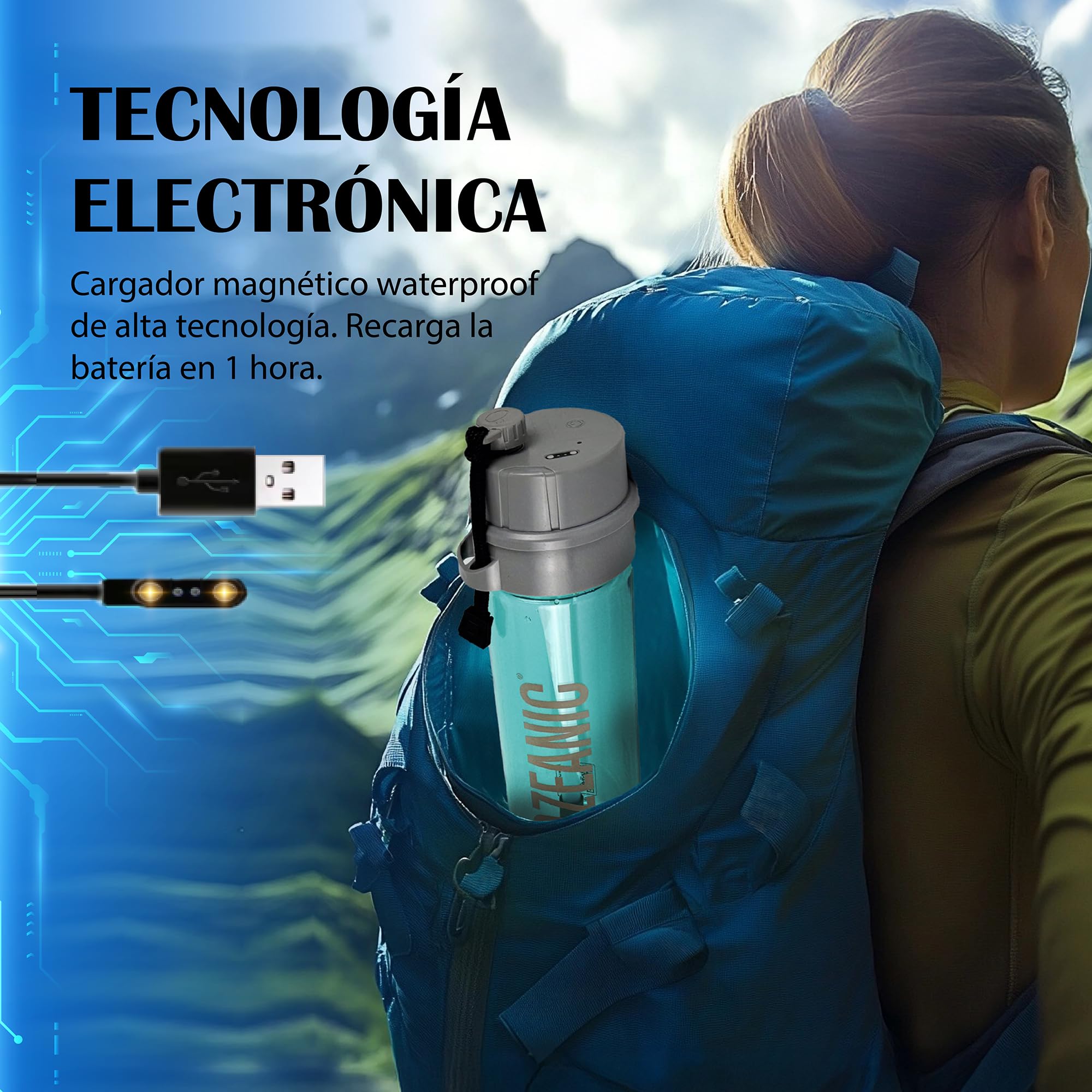 Bouteille purificatrice d'eau Haute capacité pour Boire de l'eau Propre à Tout Moment et en Tout Lieu
