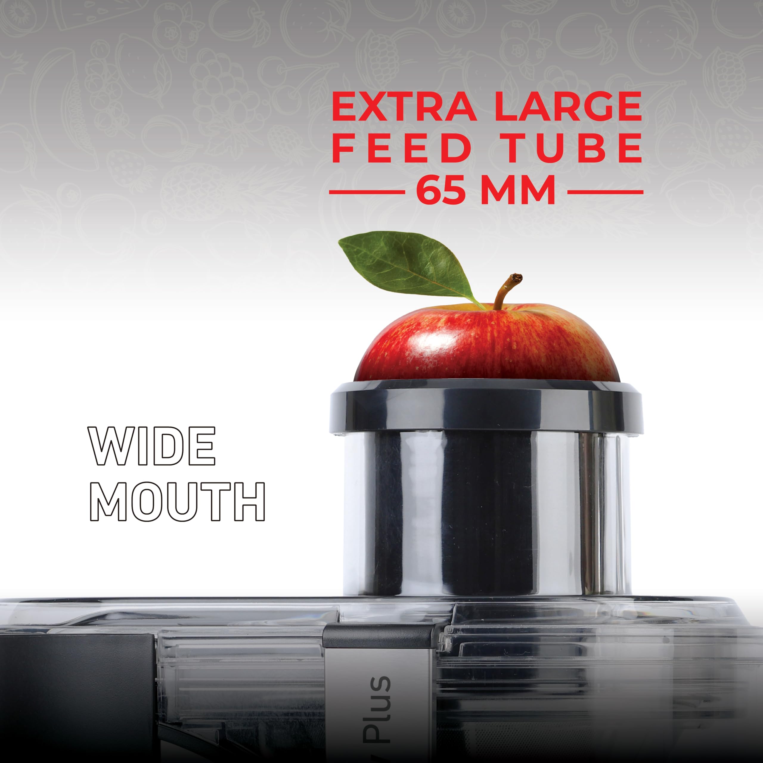 Muller Kitchen MK-6073 Licuadora para verduras y frutas (INOX, Tubo de alimentación extra grande, 2 velocidades, pies de goma antideslizantes)