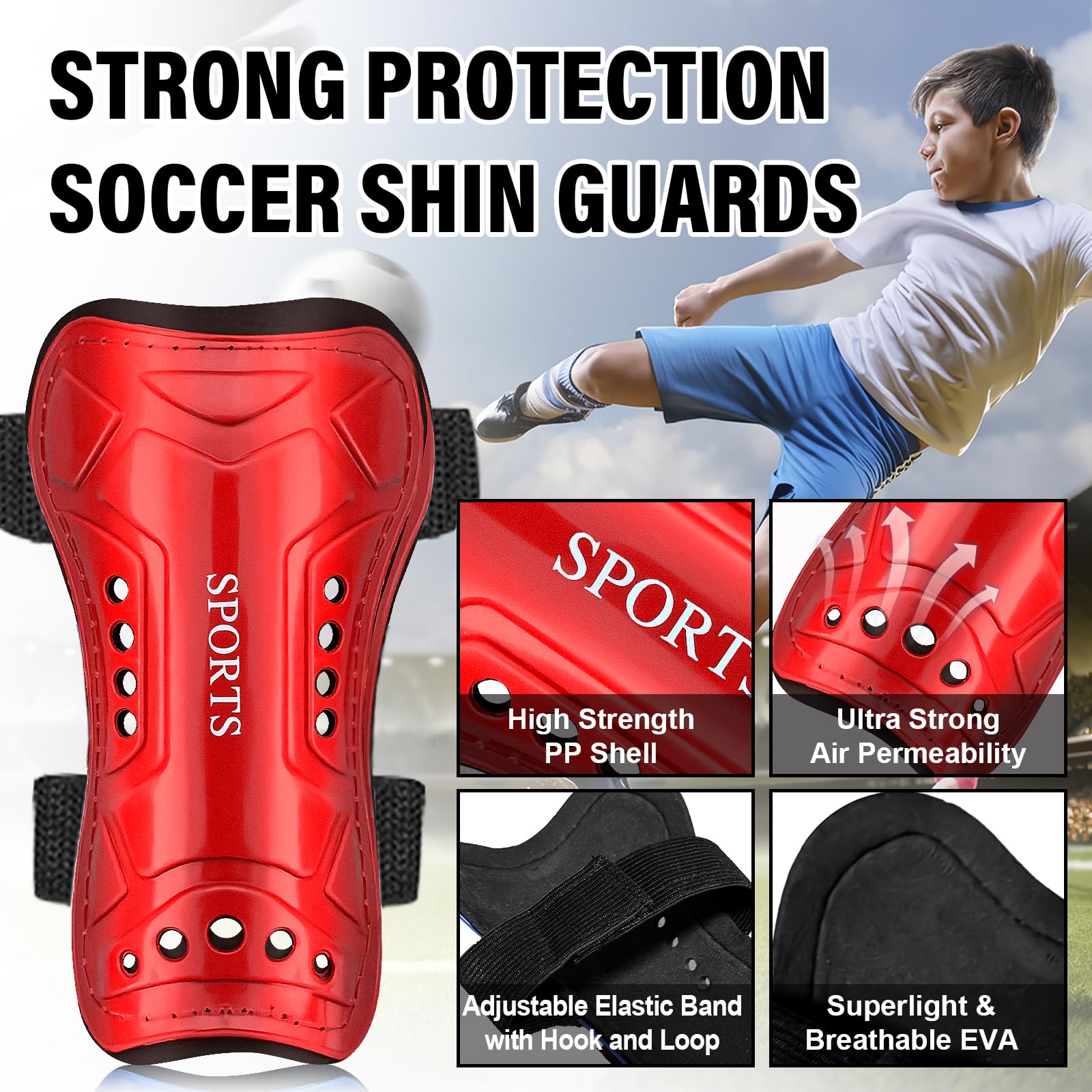 Espinilleras de fútbol para jóvenes, 2 pares de espinilleras para jóvenes y adultos, equipo de protección para juegos de fútbol