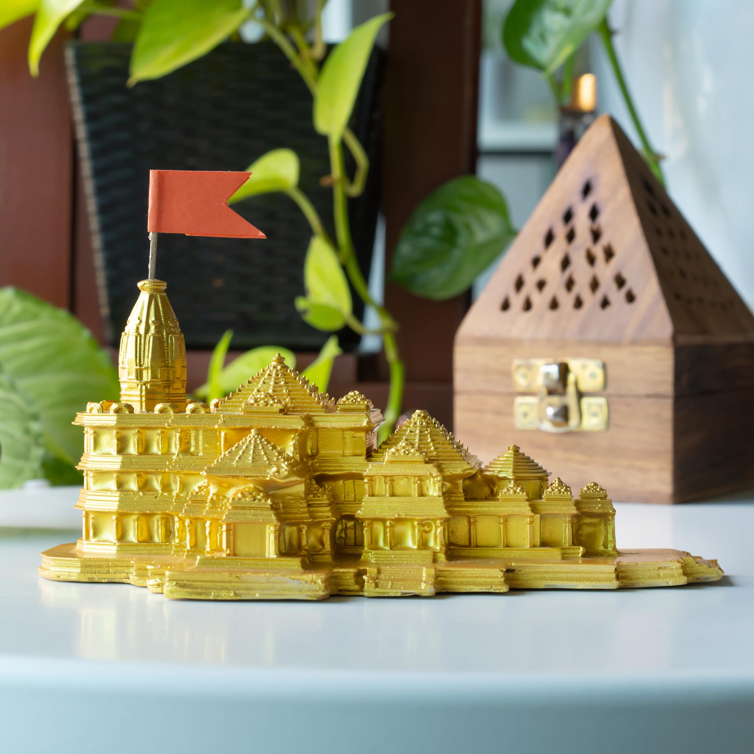 Golden Shree ram mandir ayodhya Model Shree ram janmabhoomi Temple Shree ram mandir ayodhya Model Big Size ayodhya ram mandir Temple for Home shri ram mandir ayodhya Temple Wooden Light-image-10