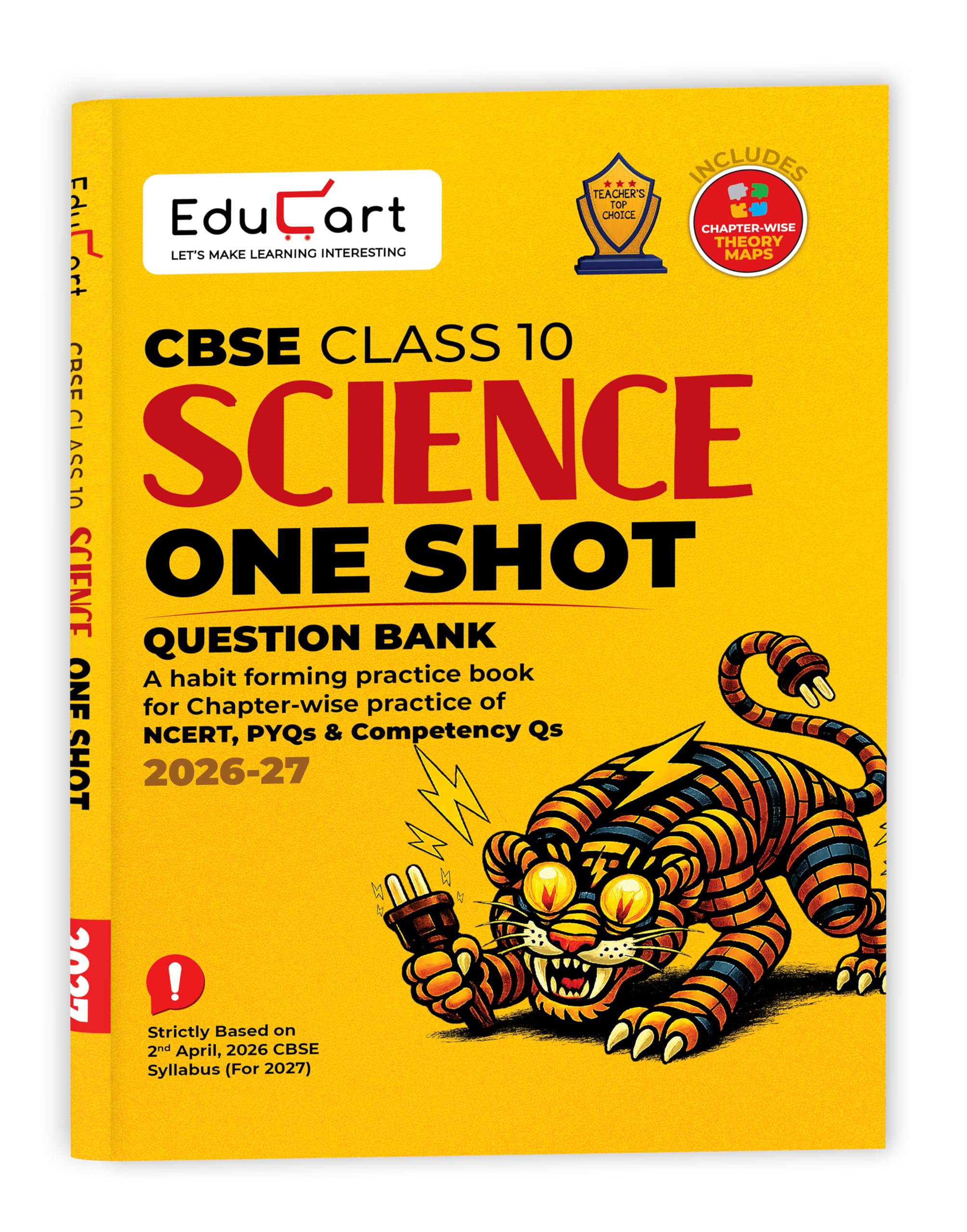 Educart CBSE Class 10 Science One Shot Question Bank 2026–27 | Chapter-wise NCERT Practice, PYQs & Competency-Based Qs | Latest CBSE Syllabus & Pattern | Theory Maps For 2027