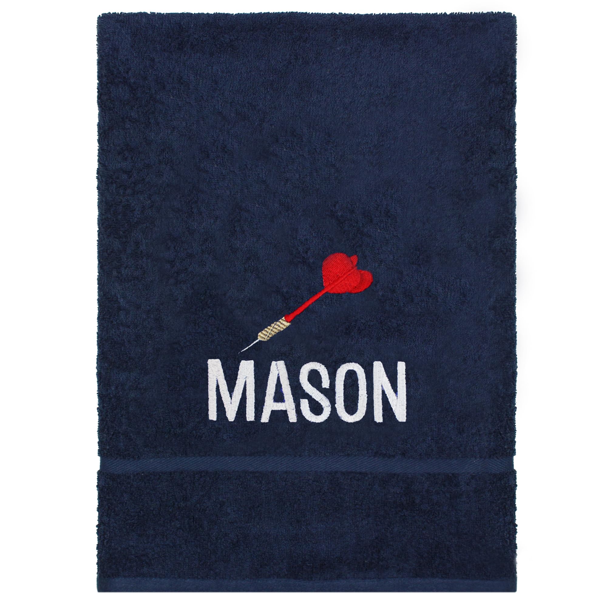 TeddyT's Personalised Darts Embroidered Navy Blue Cotton Hand Towel